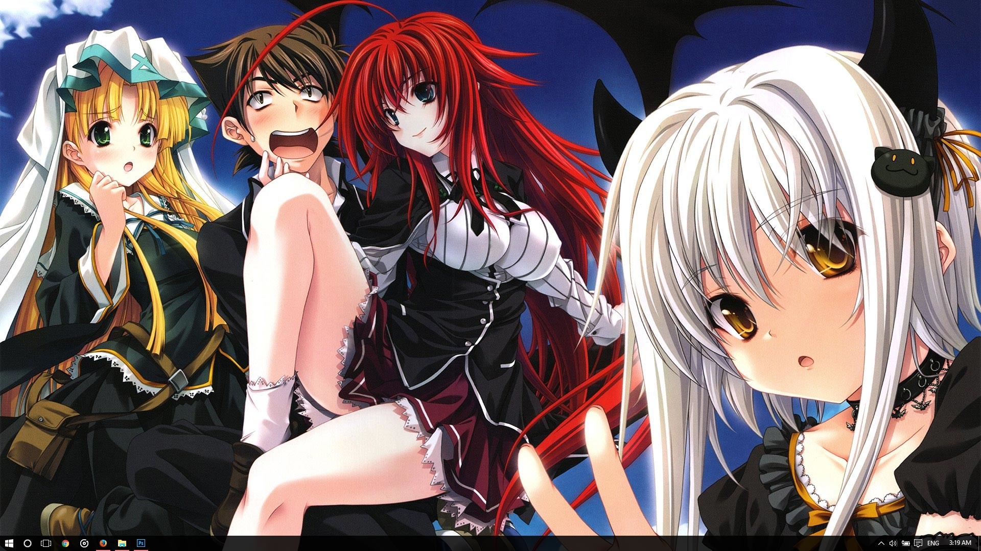 1920x1080 Issei Hyoudou and Rias Gremory together with all the female characters like  Asia, Akeno, Gasper for some individual art work from the anime make up  this ...