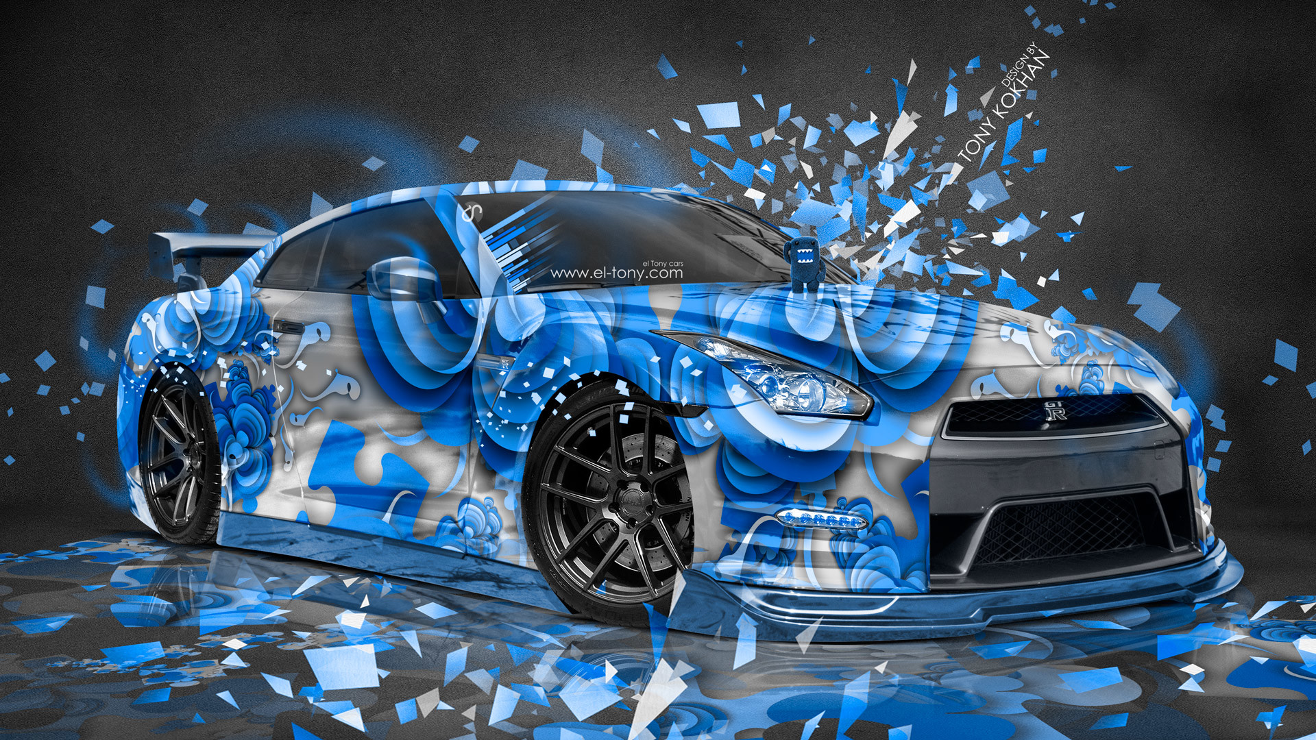 1920x1080 Nissan-GTR-R35-JDM-Style-3D-Super-Abstract-Aerography-Domo-Kun -Toy-Car-2015-Blue-Colors-HD-Wallpapers-design-by-Tony-Kokhan