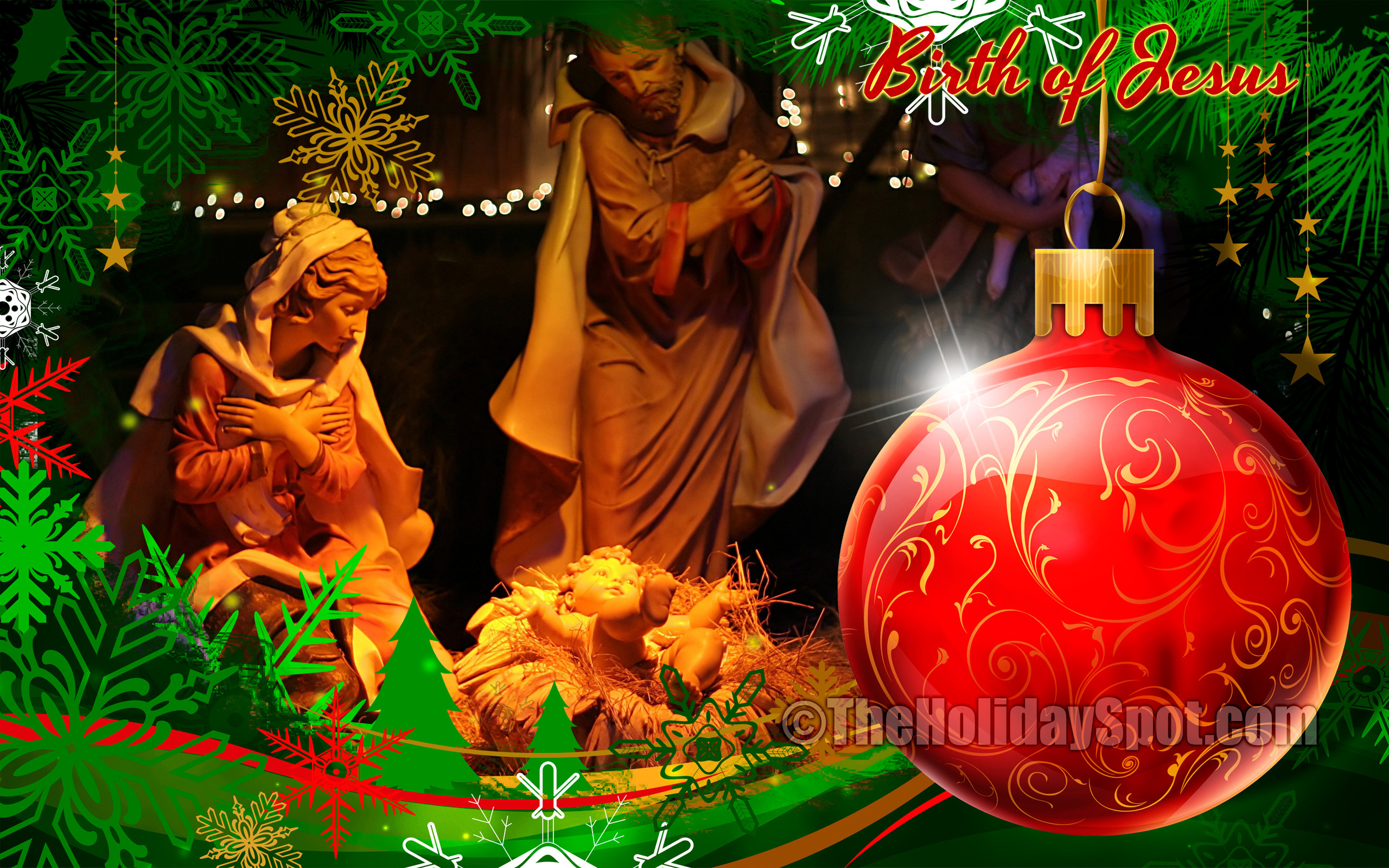 2560x1600 Christmas Wallpaper showing glowing earth during birth of jesus
