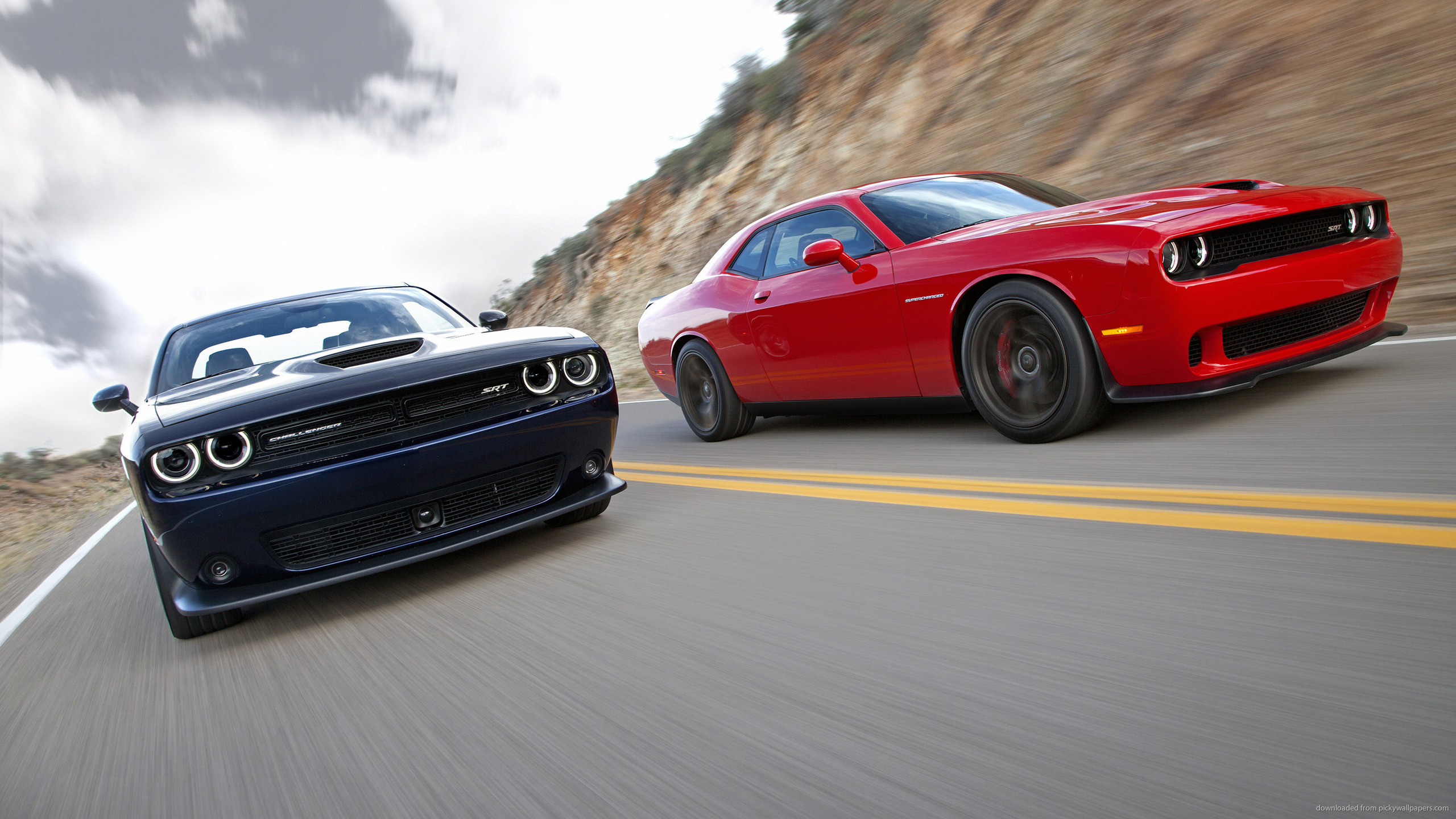 2560x1440 Red And Black Dodge Challenger SRT Hellcat Racing for 