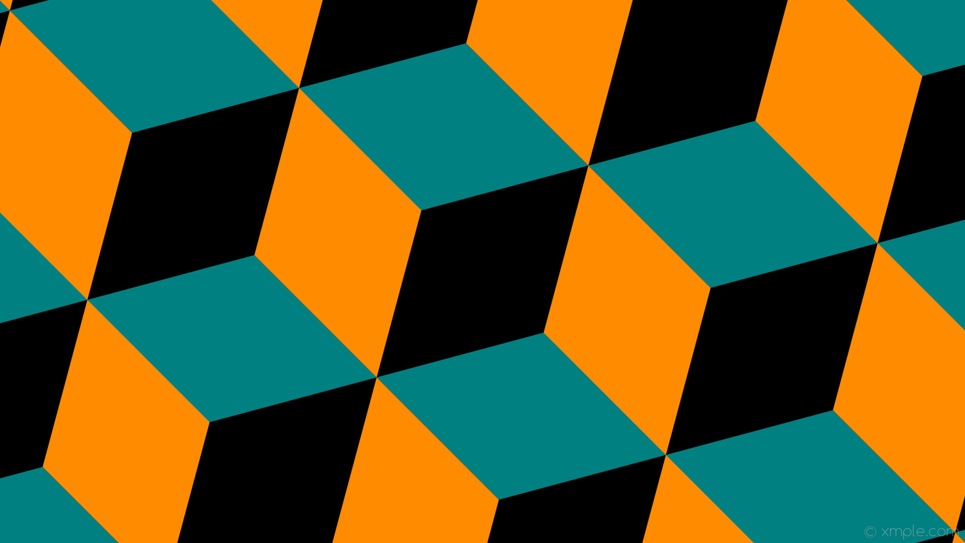 1920x1080 wallpaper green 3d cubes orange black teal dark orange #000000 #008080  #ff8c00 45