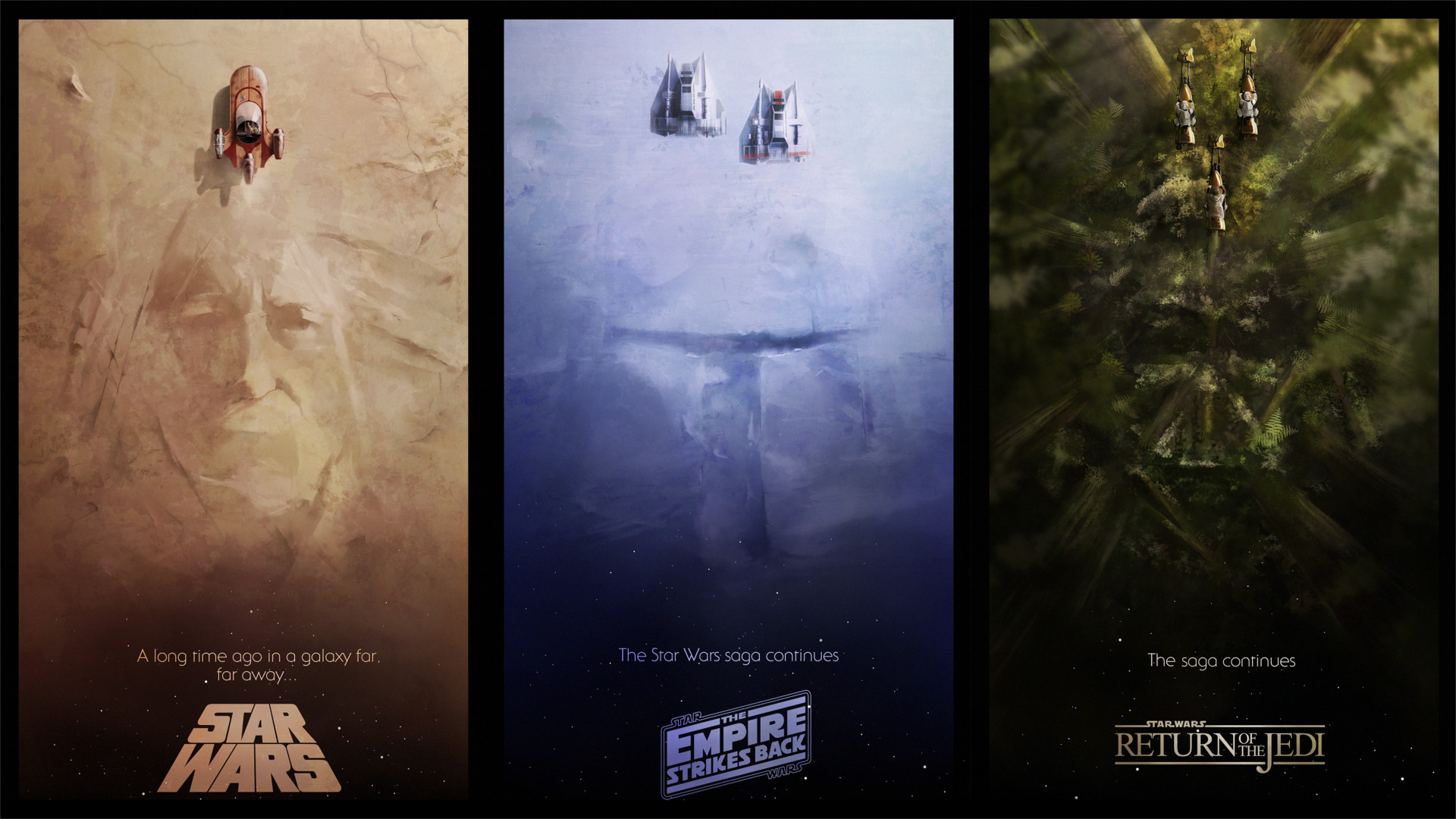1920x1080 I made a wallpaper of three fan made Star Wars posters ...