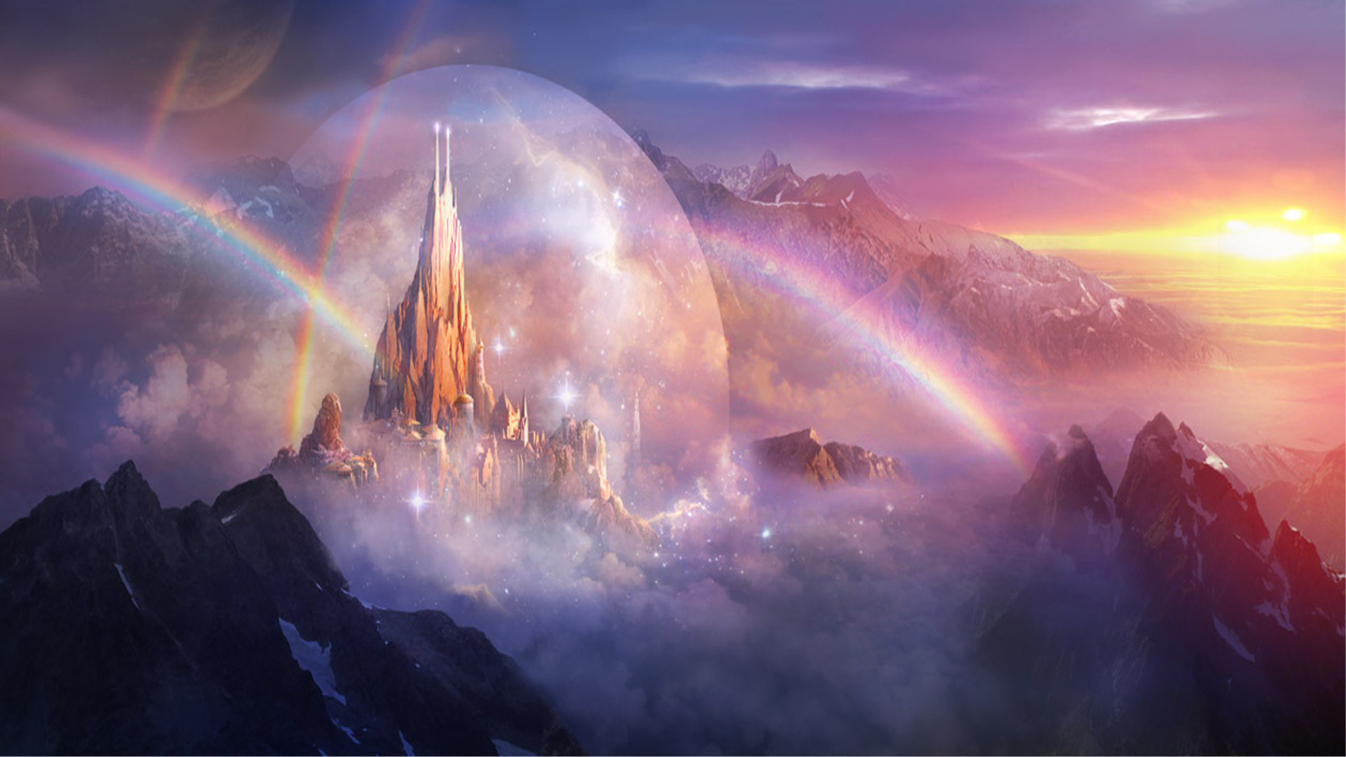 1920x1080 Fantasy Castle Castles Rainbow Mountain Landscape HD Wallpaper - HD  Wallpapers
