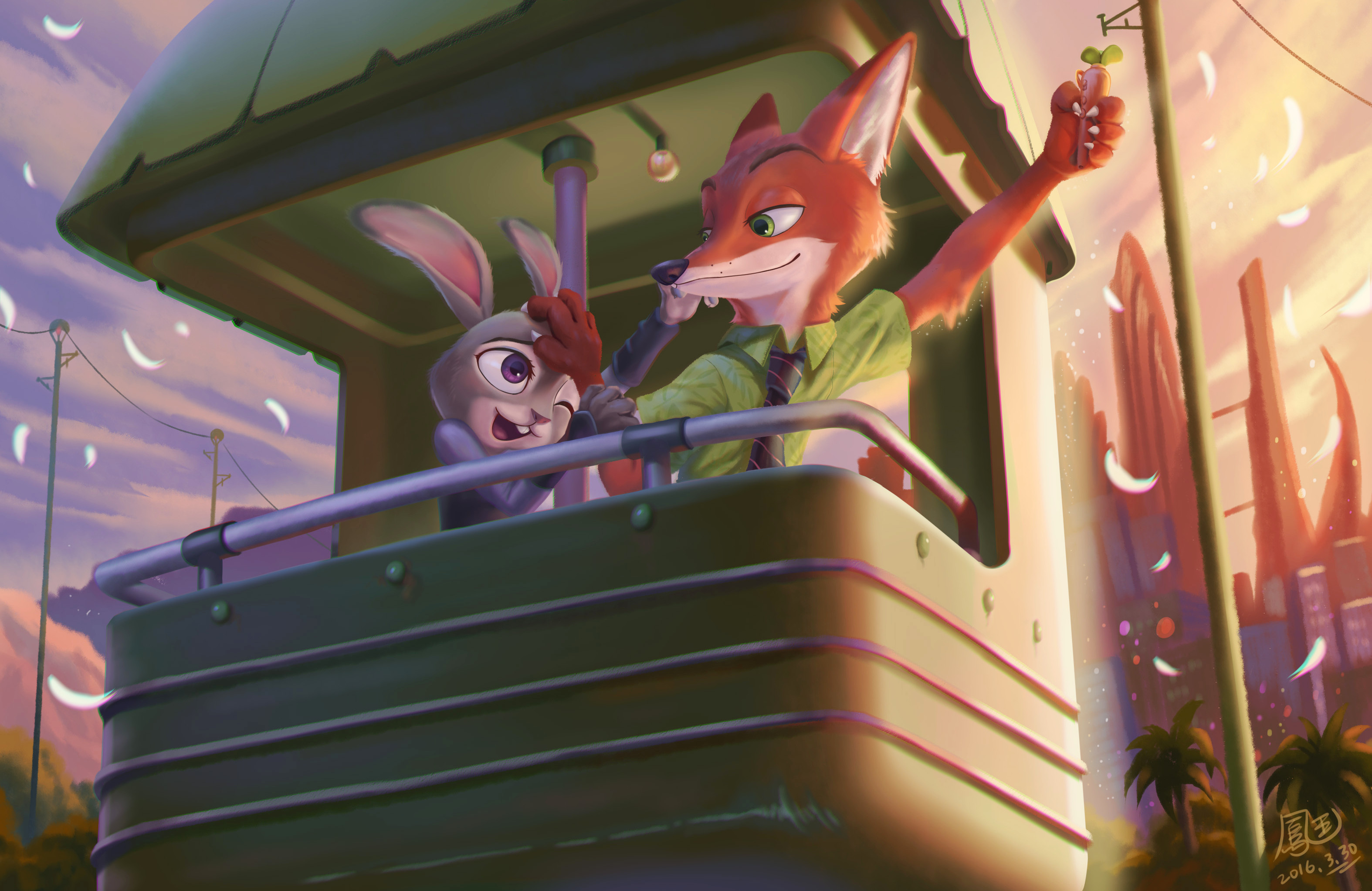 3149x2045 Movie - Zootopia Nick Wilde Sunset Judy Hopps Fox Bunny Wallpaper