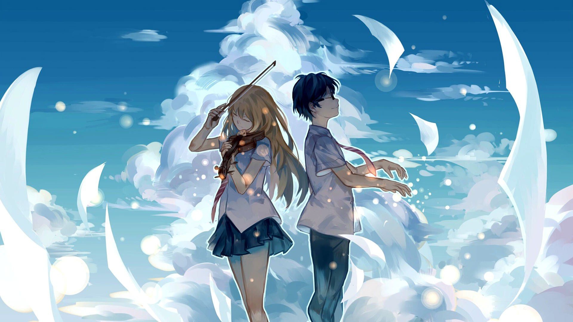 HD wallpaper anime blue boy couple cute dress love picnic pretty   Wallpaper Flare