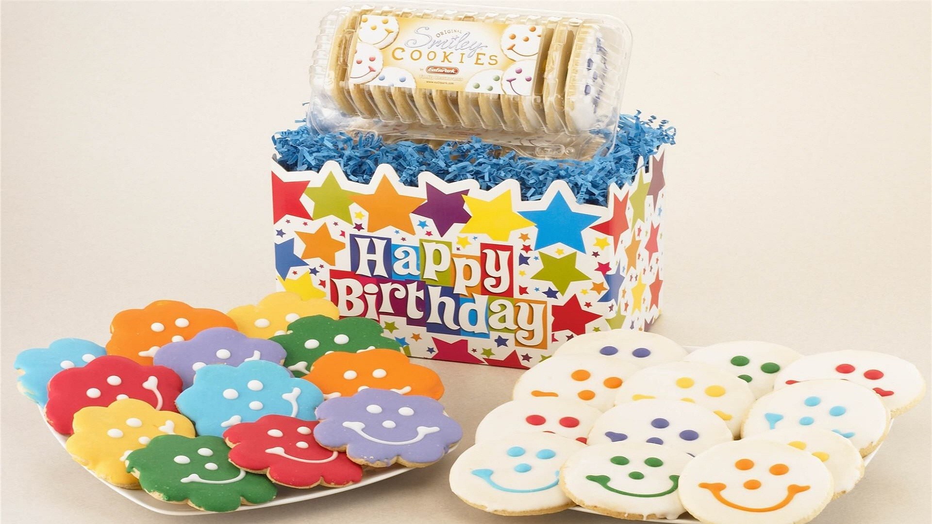1920x1080 Happy birthday cake and candies