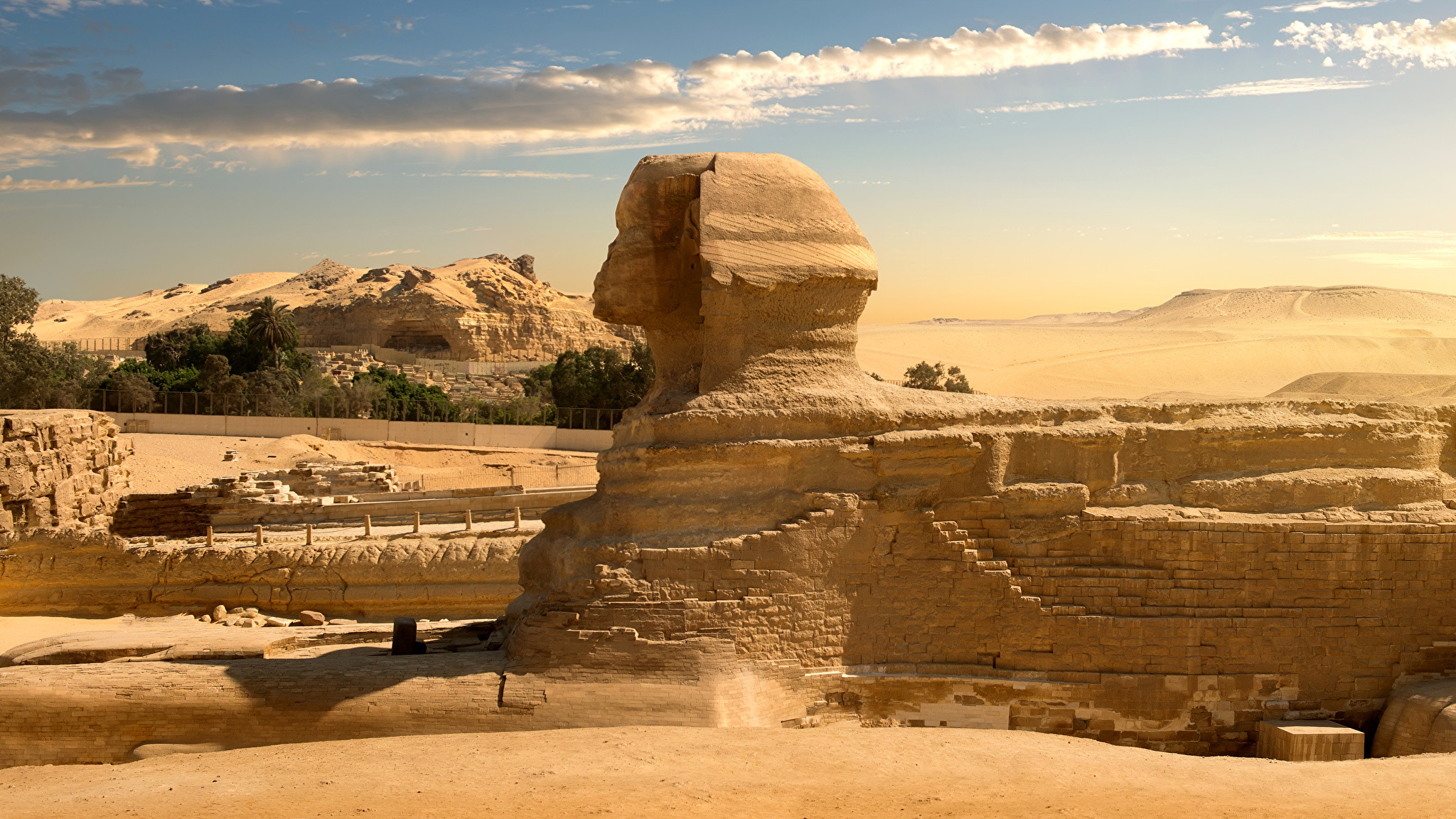 2048x1152 Picture Egypt Cairo Sphinx Nature Desert Sculptures 