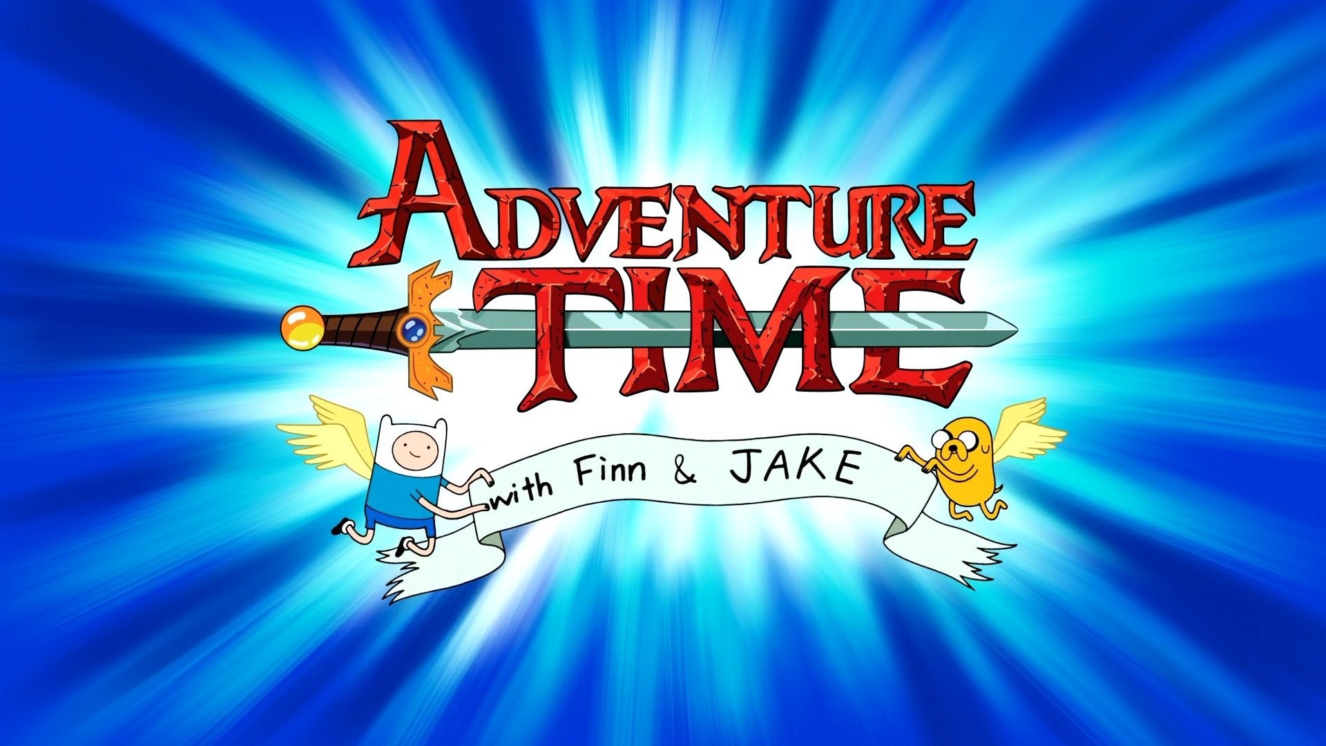 1920x1080 adventure time time adventures saver finn jake with finn and jake sword  wings label .