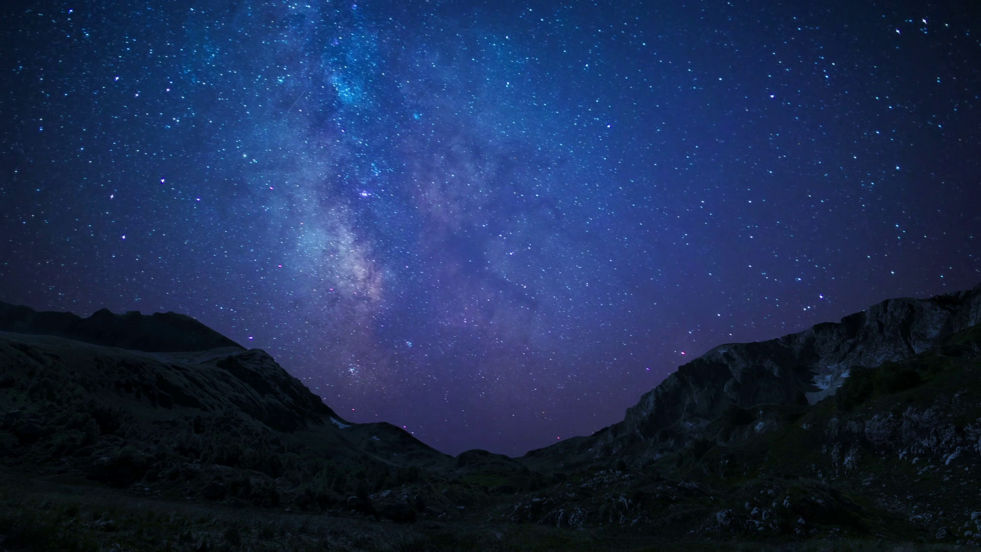 1920x1080 night sky stars milkyway on mountains background Stock Video Footage -  Storyblocks Video