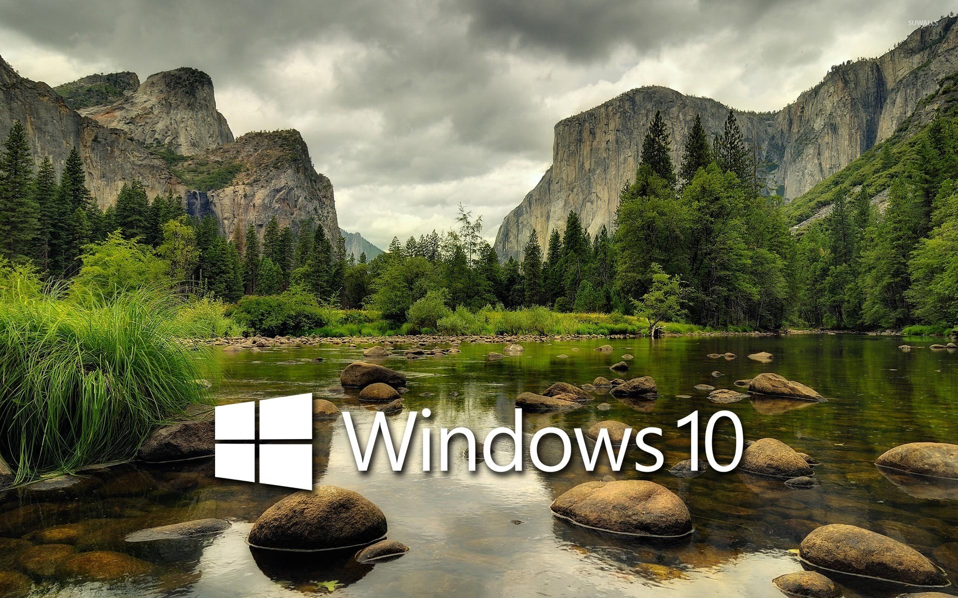 1920x1200 Windows 10 on the mountain lake white text logo wallpaper  jpg