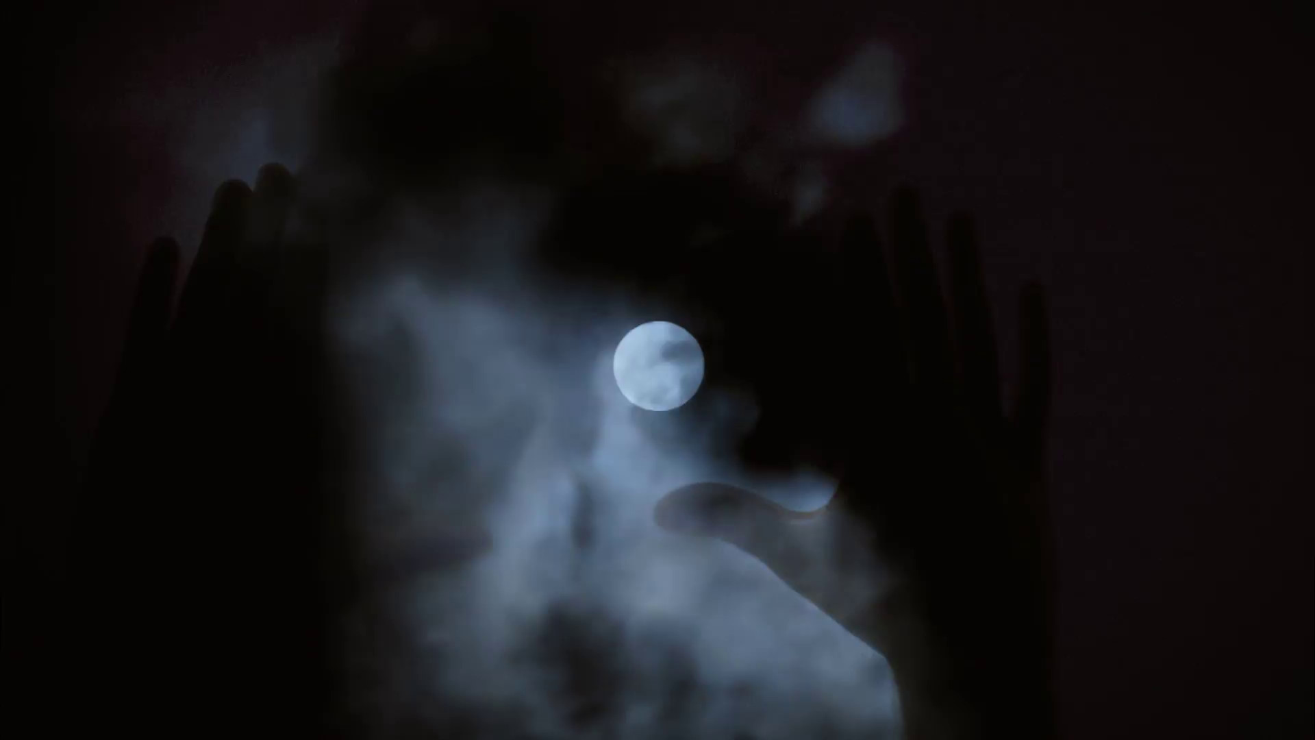 1920x1080 Full moon hands silhouette. Hands and faces of people appearing like ghosts  or silhouettes on