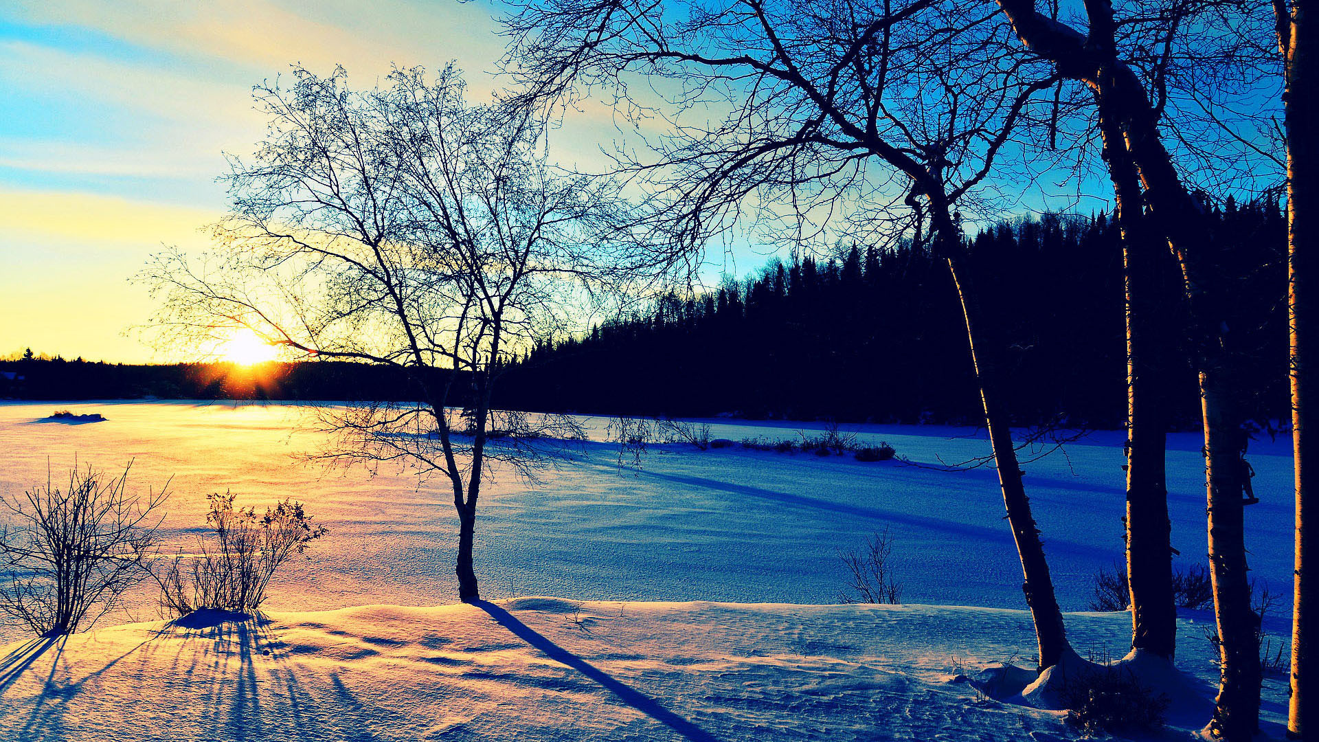 1920x1080  Desktop Hintergrundbilder - Sonnenuntergang Natur Landschaft  Winter Hintergrundbild  HD