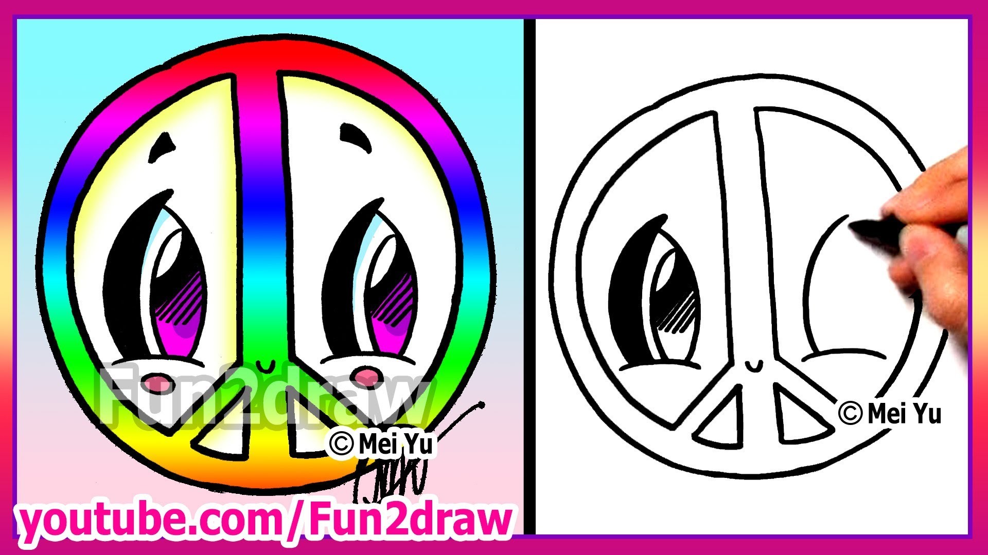 1920x1080 ... Rainbow Peace Sign - How To Draw Easy Cartoons - Fun2Draw Drawings ...