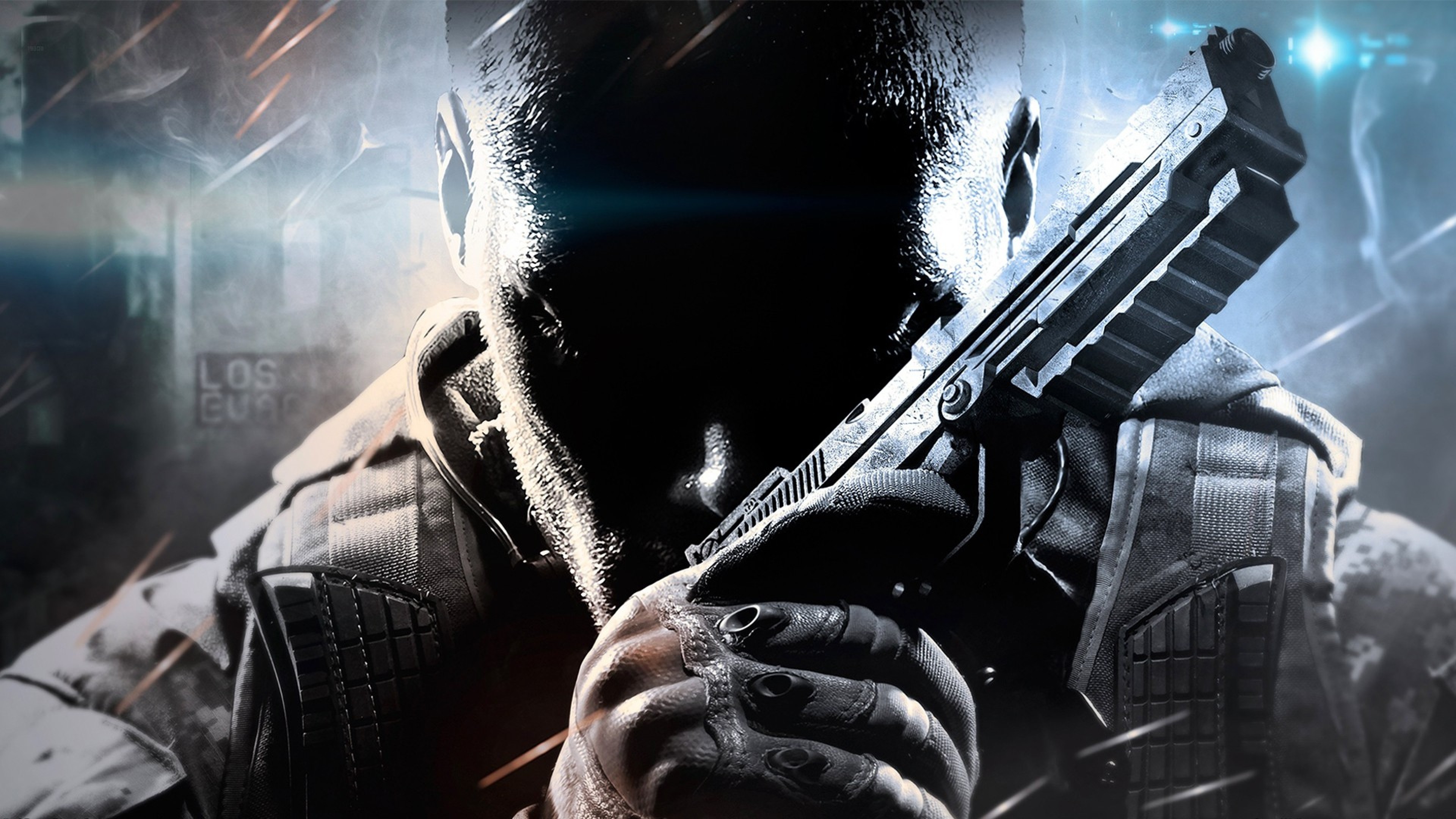 3840x2160 Preview wallpaper call of duty, black ops ii, face, arms 