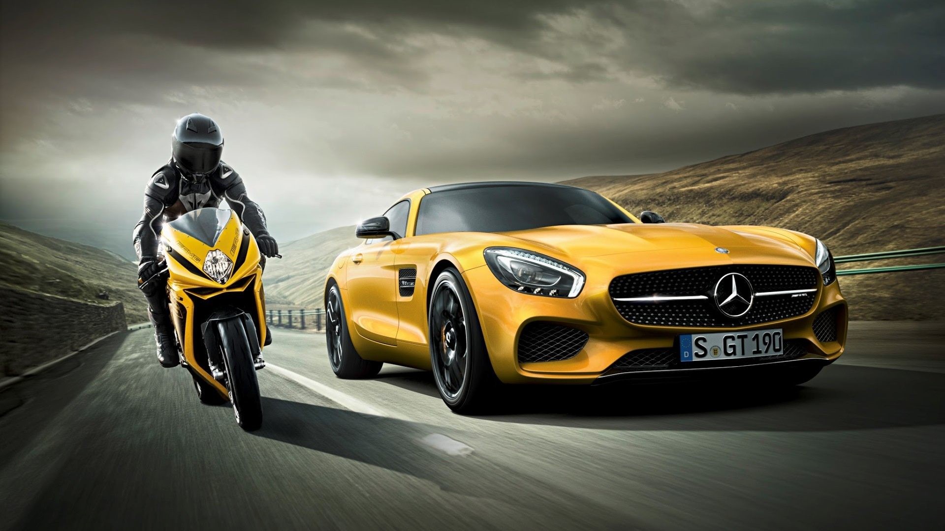 1920x1080 Mercedes Vs Motorcycle 1600x900 Resolution