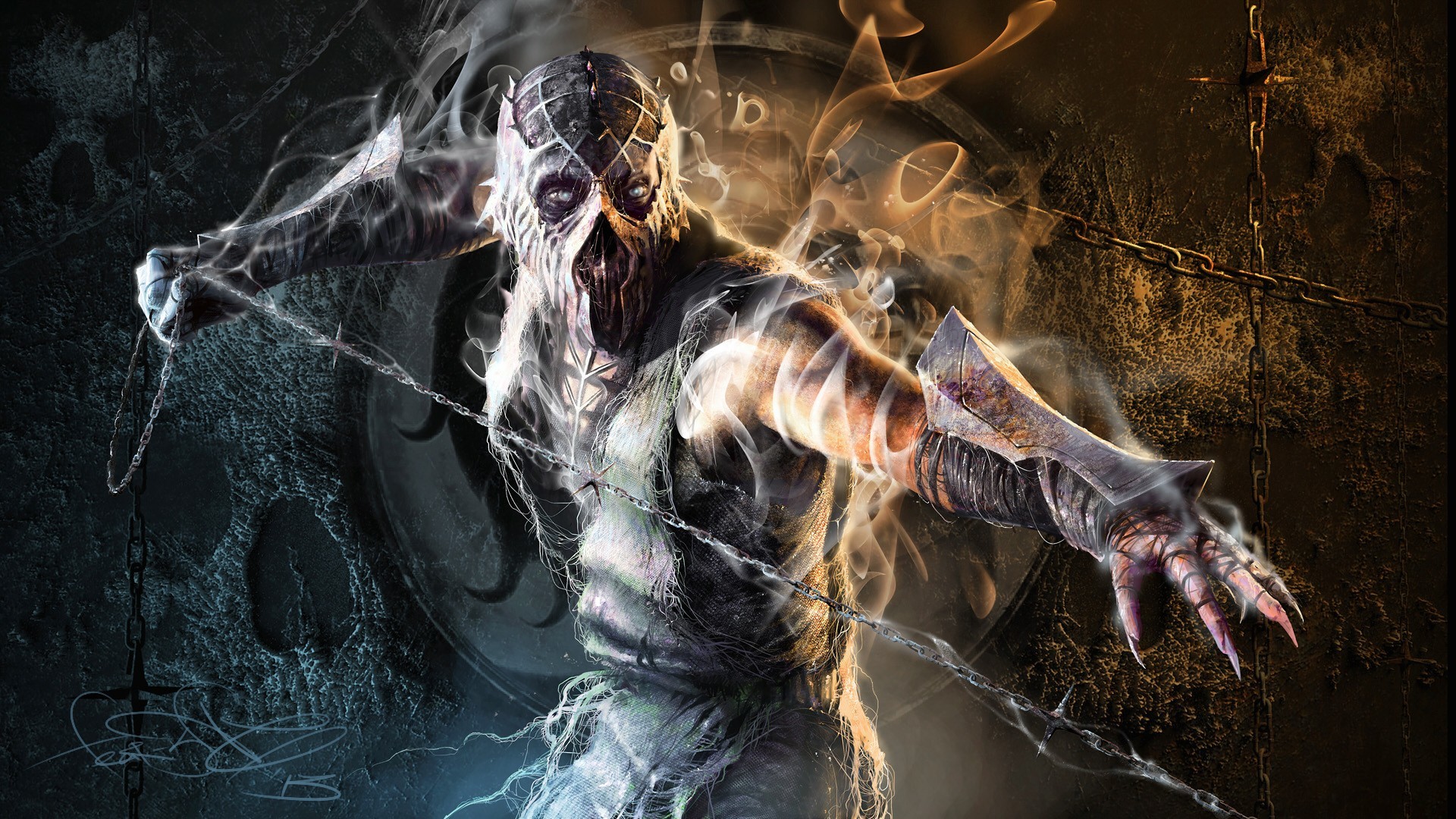 1920x1080 Artwork Fan Art Mortal Kombat SAS Scorpion Combat Smoke Video Games
