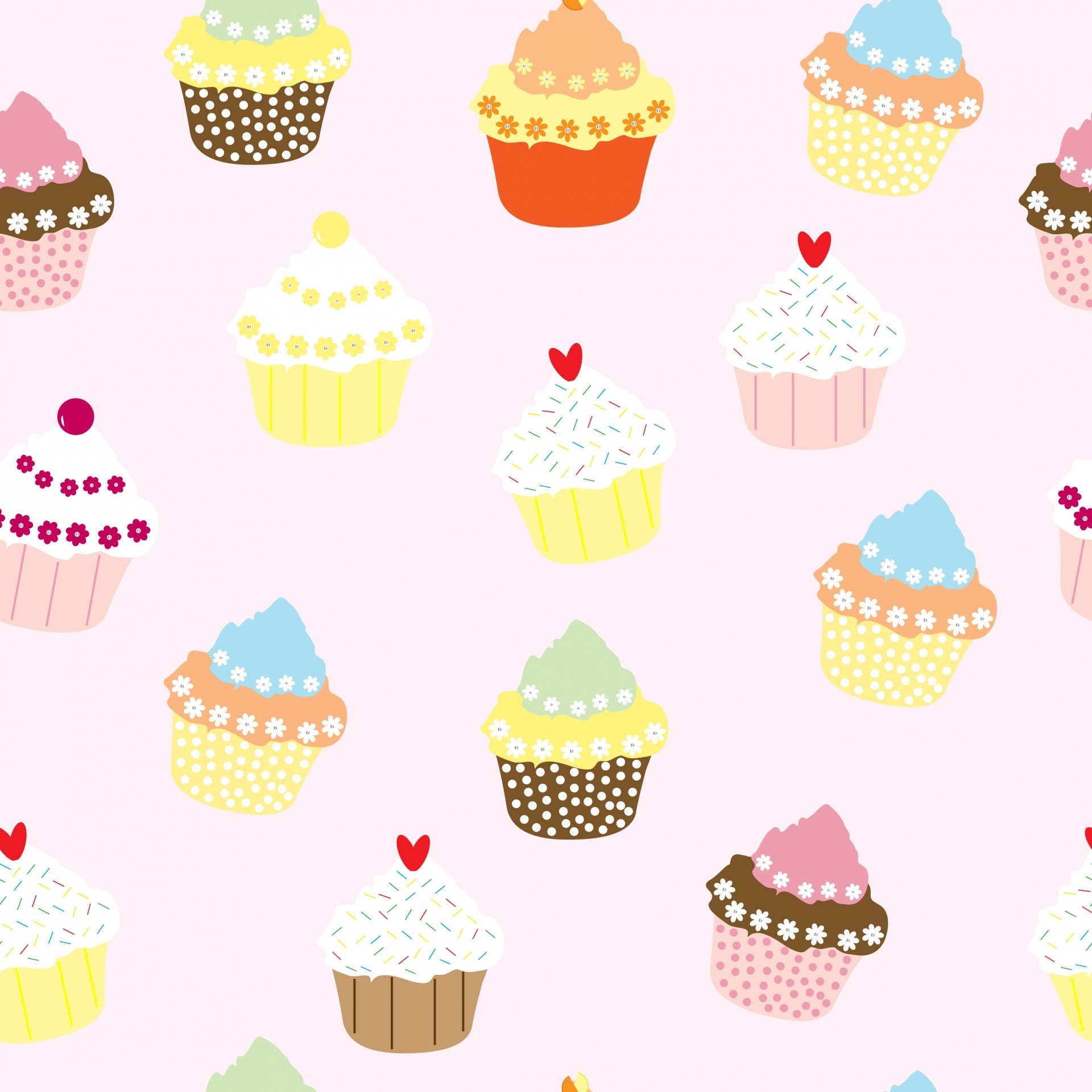 1920x1920 Cupcakes Wallpaper Pattern