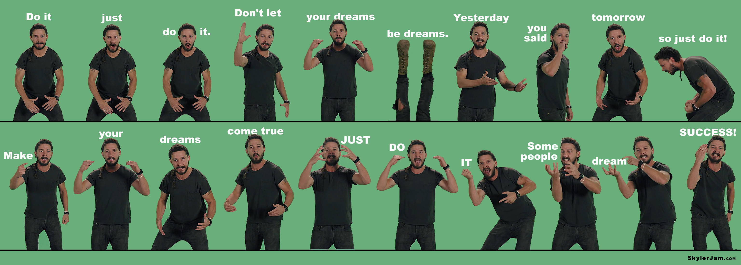 3072x1100 shia+motivation | 20 Motivational Shia LaBeouf Poses and quotes to get you  pumped for