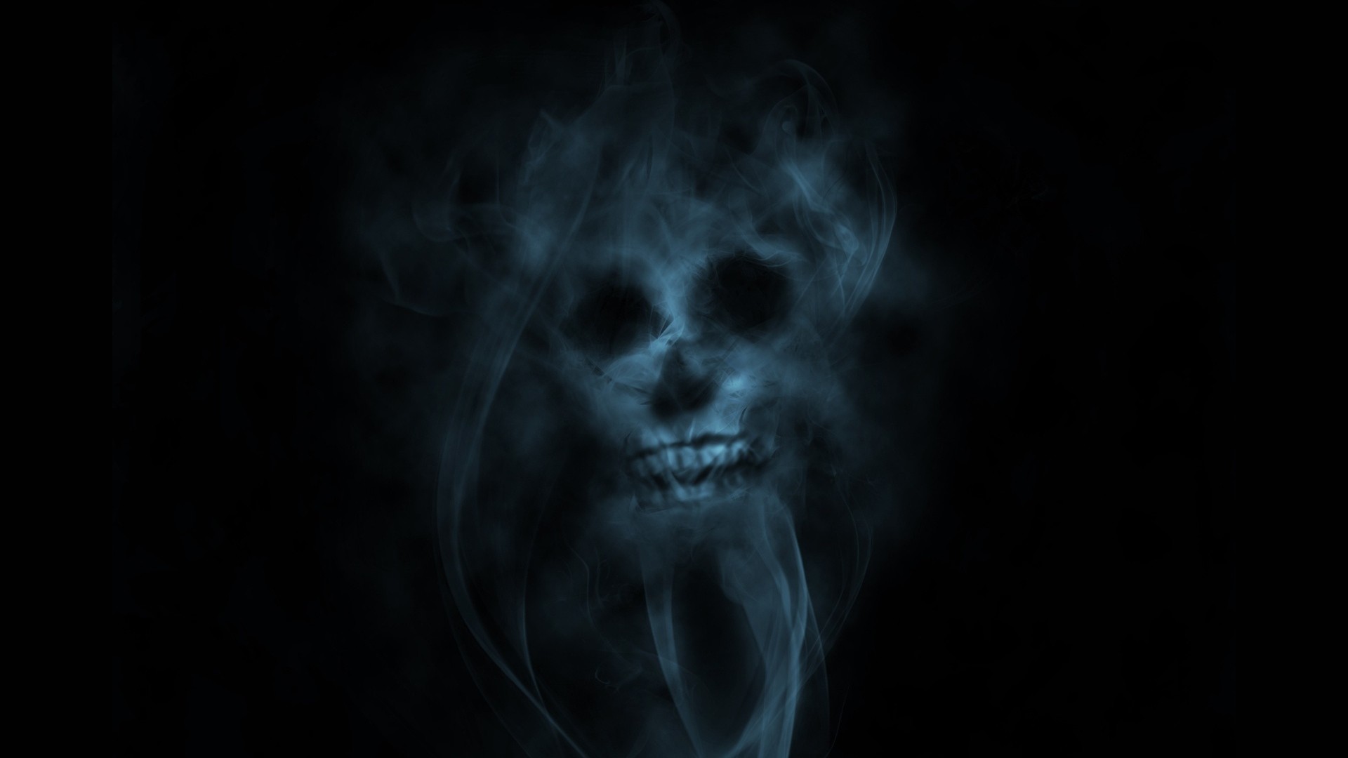 1920x1080 smoke, skull, light