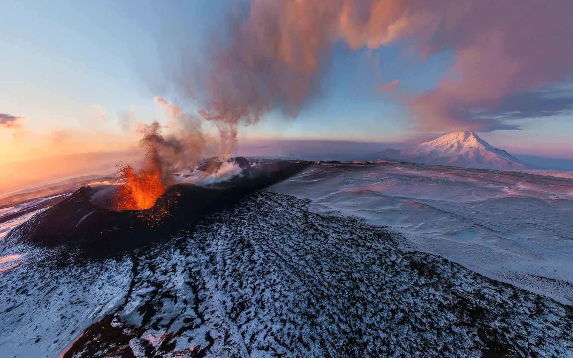 1920x1200 Nature Landscape Eruption Volcano Lava Mountain Snow New Wallpaper Free  Download