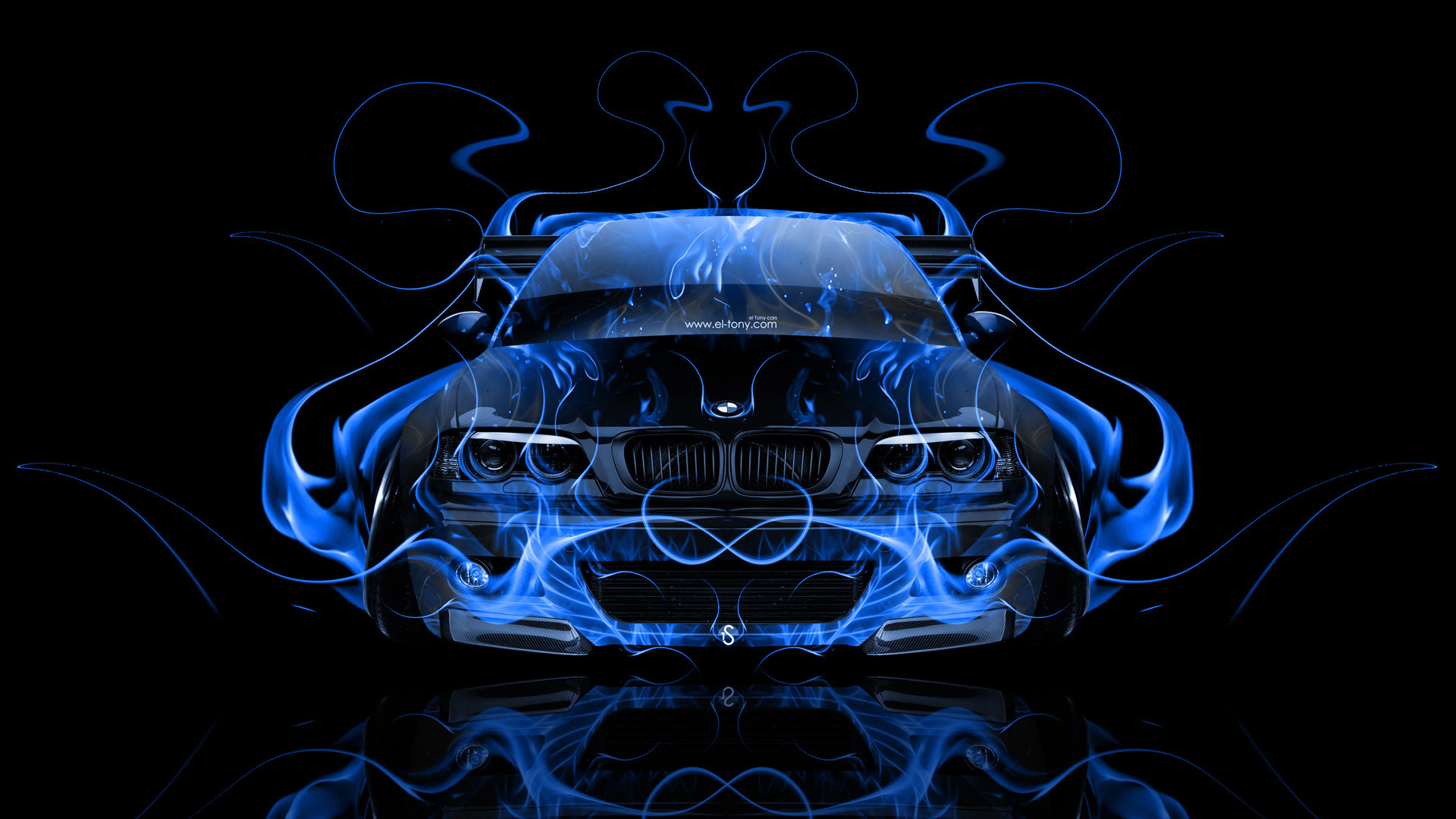 1920x1080 Bmw M3 E46 Tuning Front Blue Fire Abstract