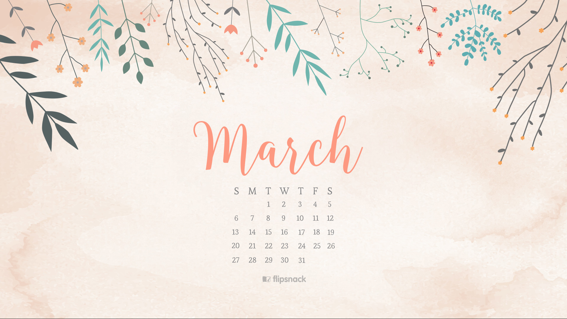 1920x1080 March 2016 free calendar wallpaper – desktop background. Download  wallpaper: 1920Ã1080, ...