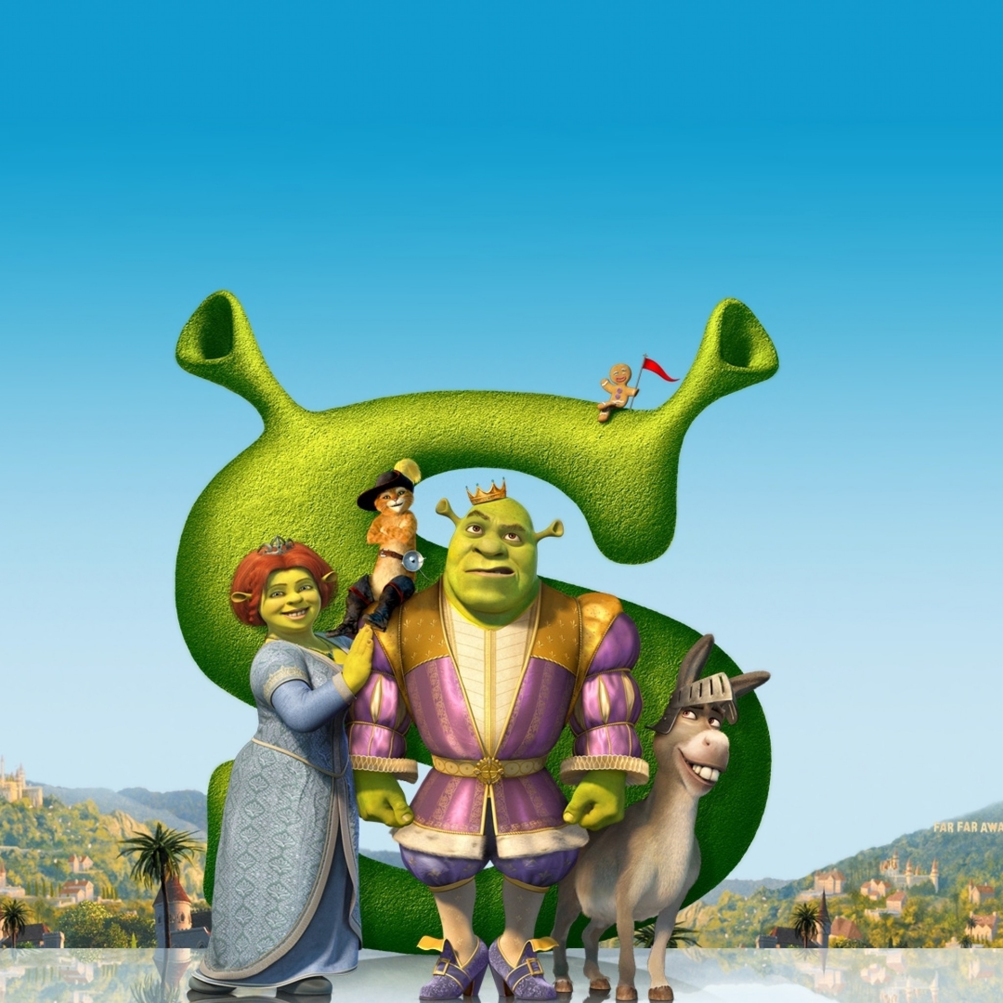 2048x2048 Preview wallpaper shrek, donkey, fiona, puss in boots, main characters,  cartoon