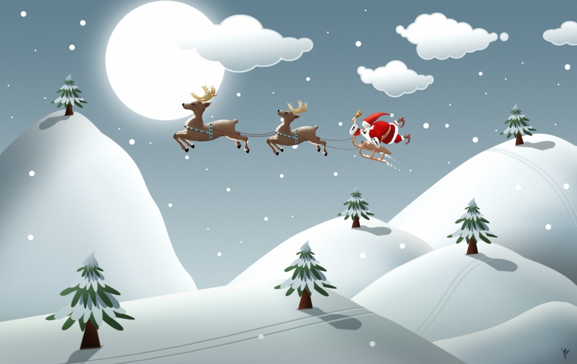 1920x1214 Holiday - Christmas Santa Reindeer Wallpaper