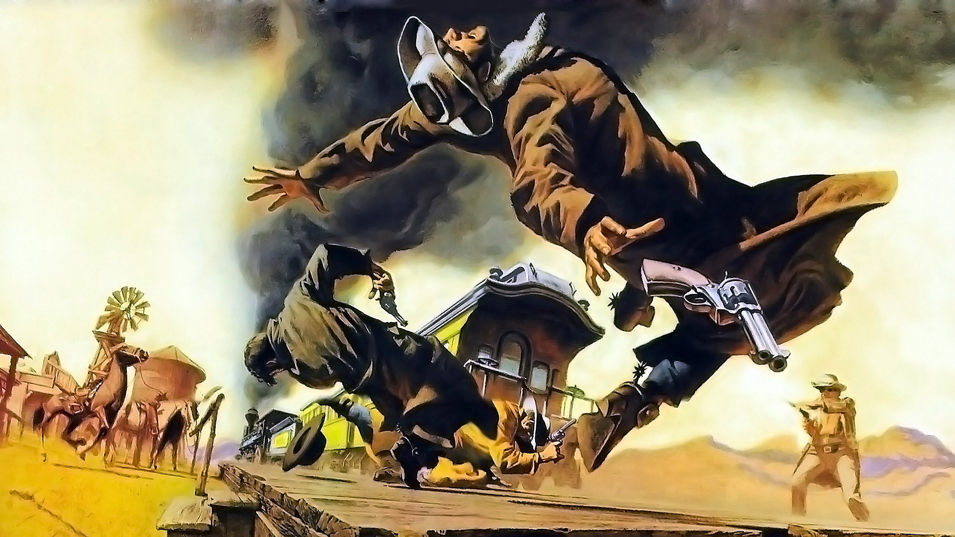 1920x1080 Cowboy Drawing Once Upon a Time in the West wallpaper background
