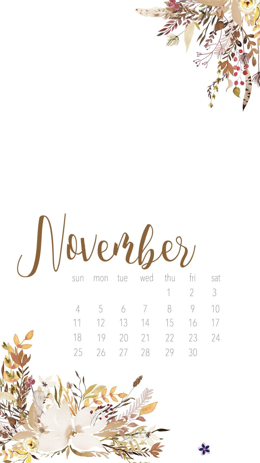 1080x1920 Floral November 2018 iPhone Calendar Iphone Wallpaper November, November  Backgrounds, Iphone Wallpaper Fall,