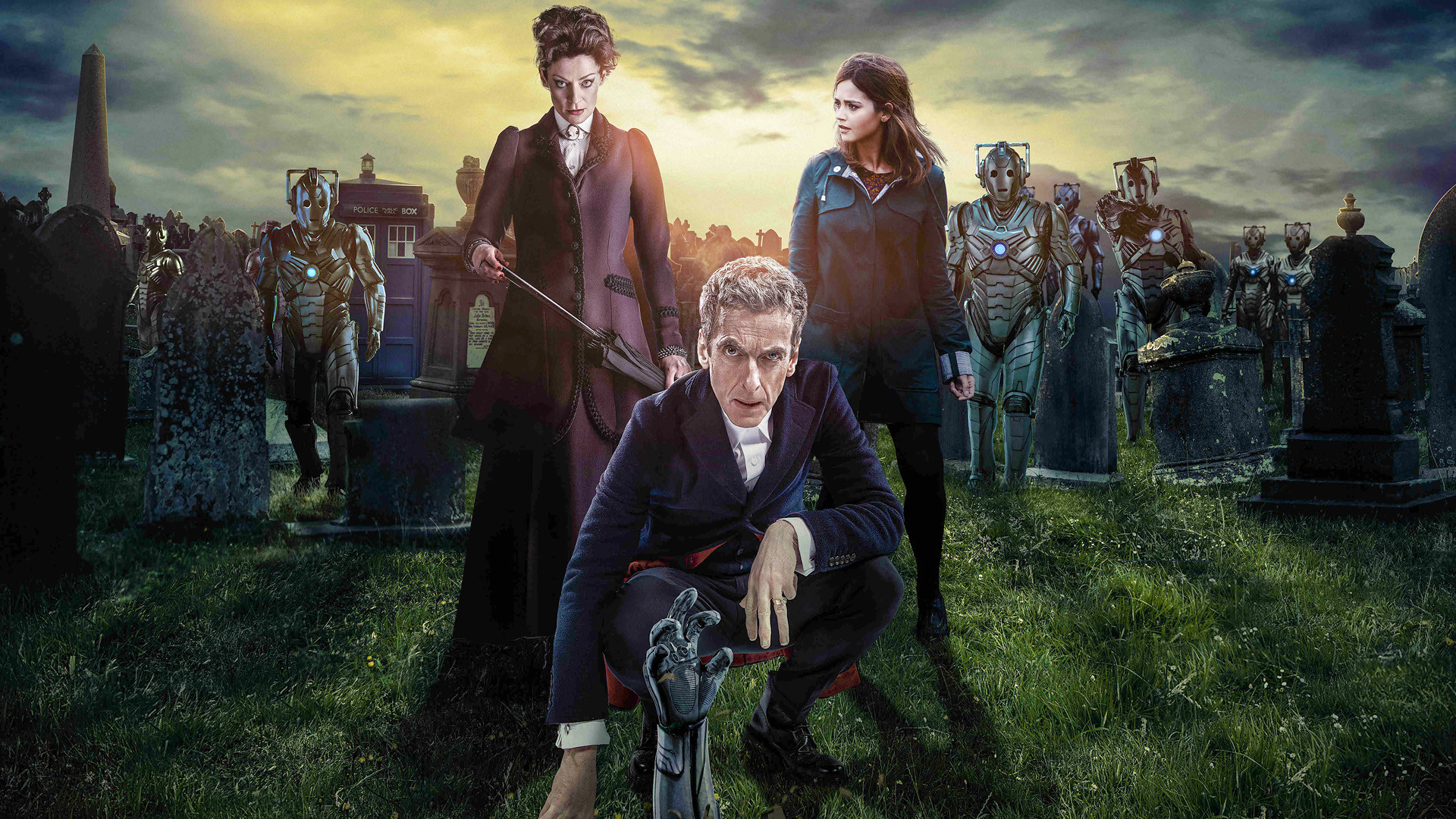 1920x1080 TV Show - Doctor Who Cyberman (Doctor Who) Tardis Police Box Wallpaper