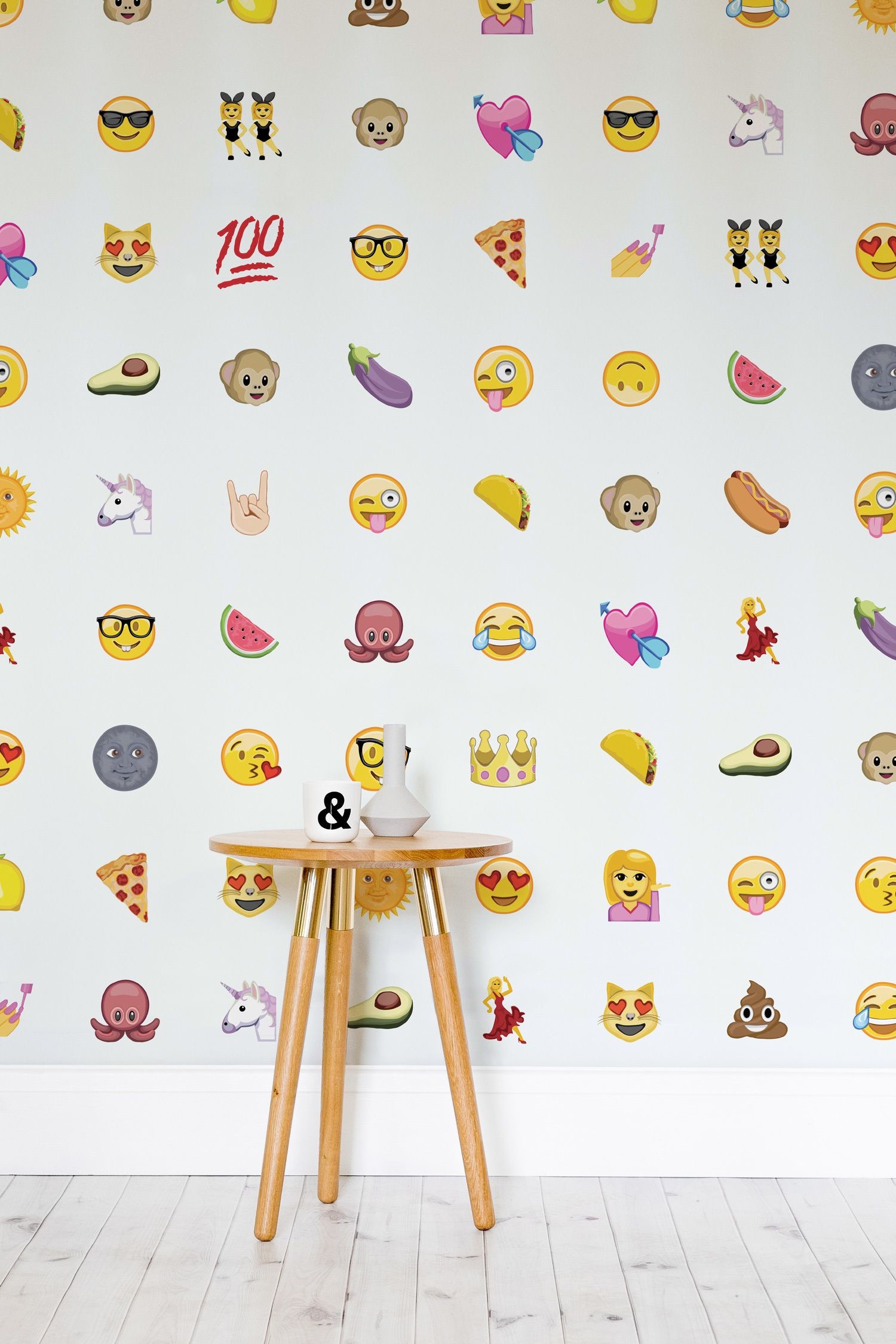 1500x2250 Express yourself with this Emoji wallpaper design! With a wonderful mix of  charming emoji characters, this design will bring an energetic feel to your  home.