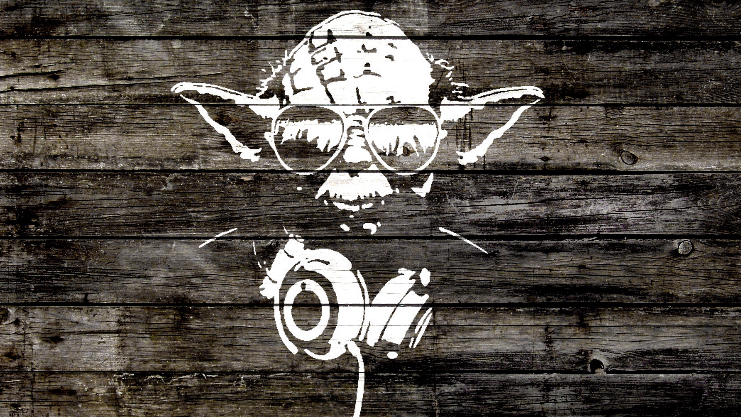 2560x1440 Star Wars Â· wood Â· glasses Â· graffiti Â· paint Â· master Â· Yoda