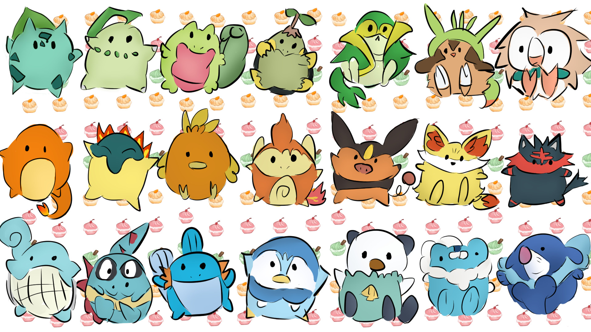 1920x1080 All Starter pokemon by TombieFox All Starter pokemon by TombieFox
