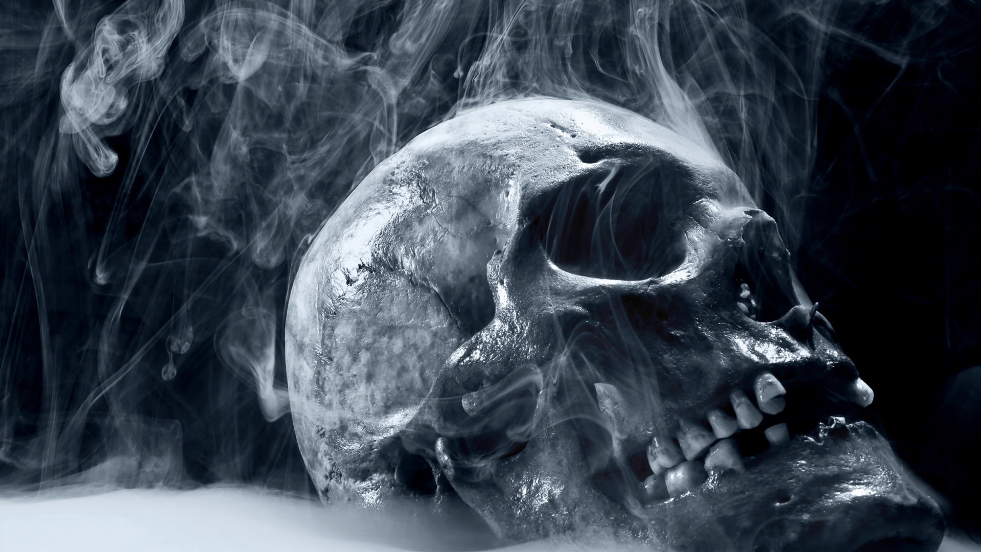 1920x1080 Smoke and Skull Scary Wallpaper