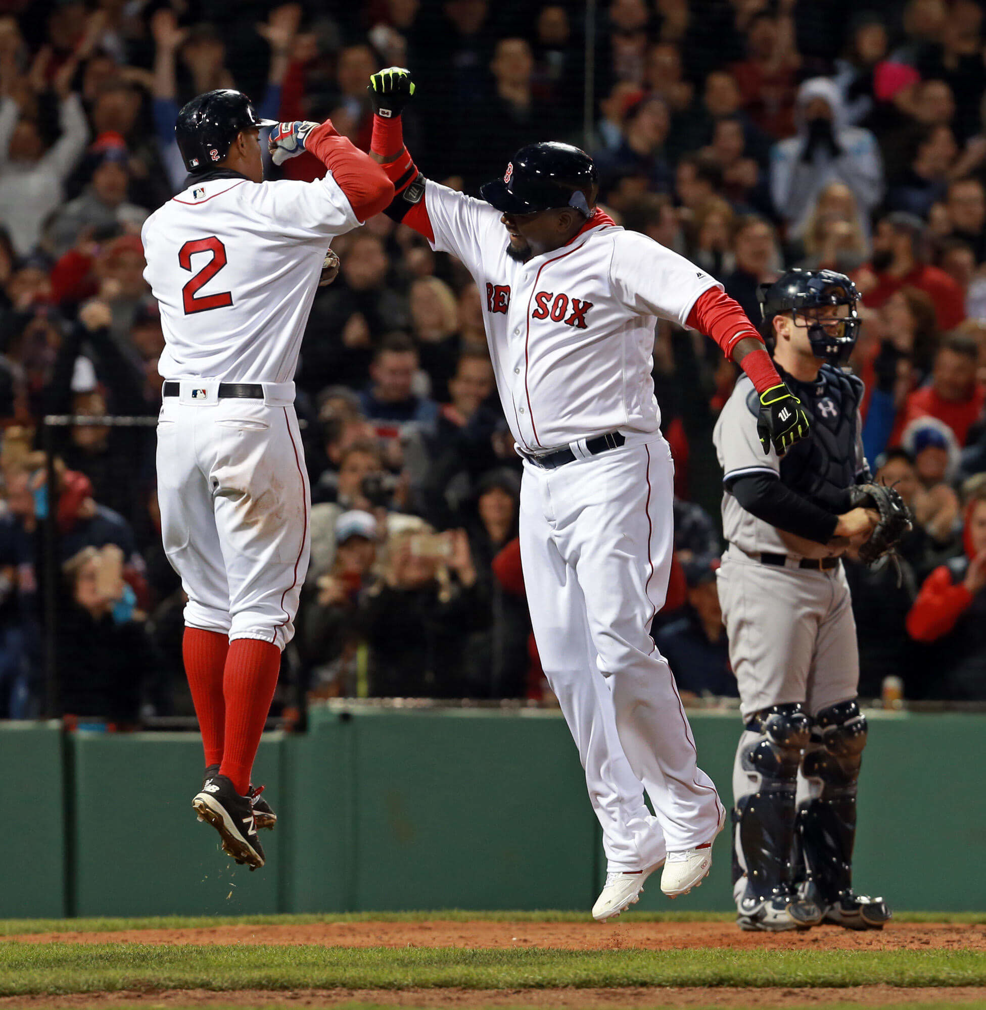 1951x2000 FRIDAY NIGHT BASH: David Ortiz bashes arms with Xander Bogaerts after the  slugger's two-