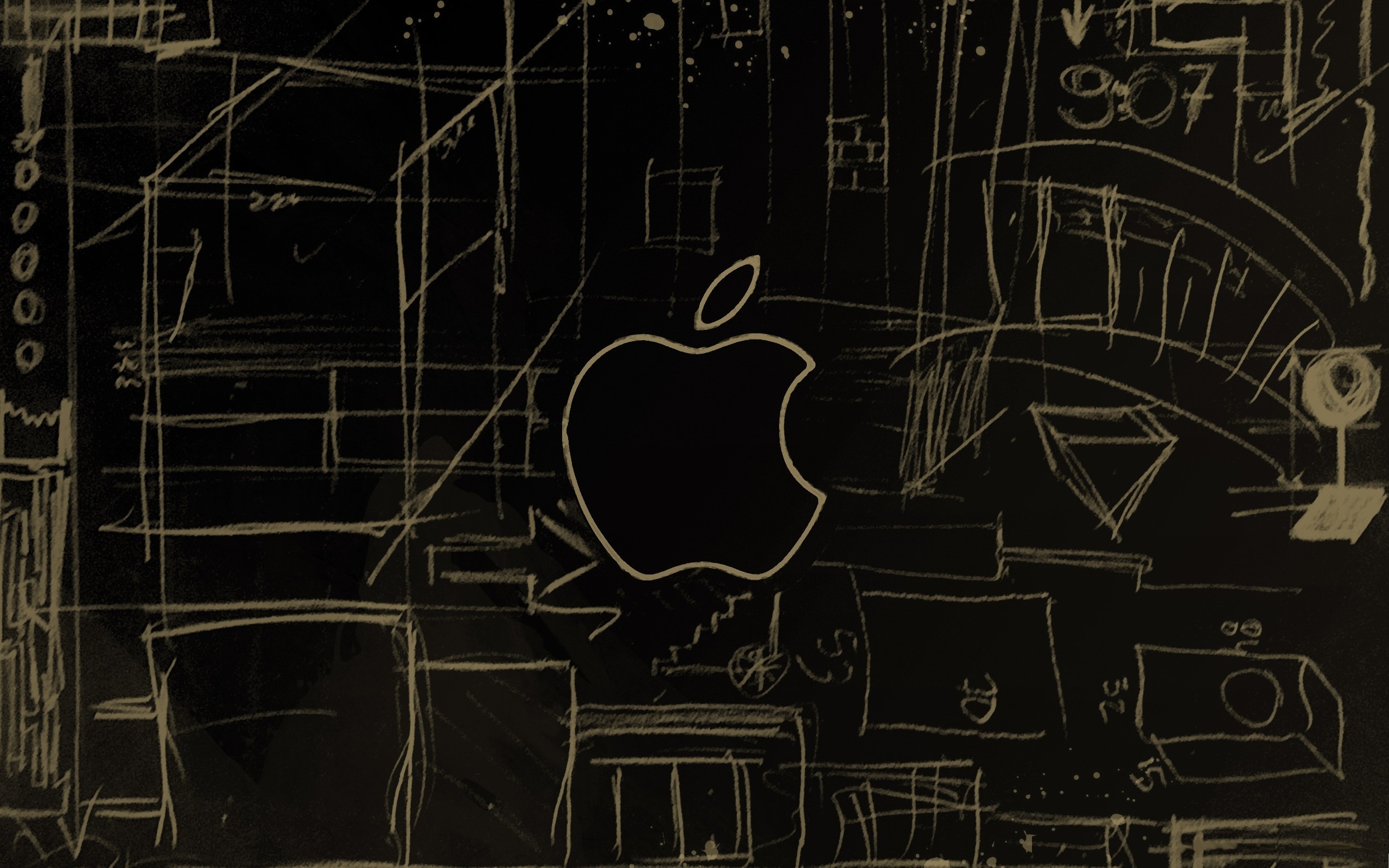 2560x1600 Apple Logo Sketch Mac Wallpaper