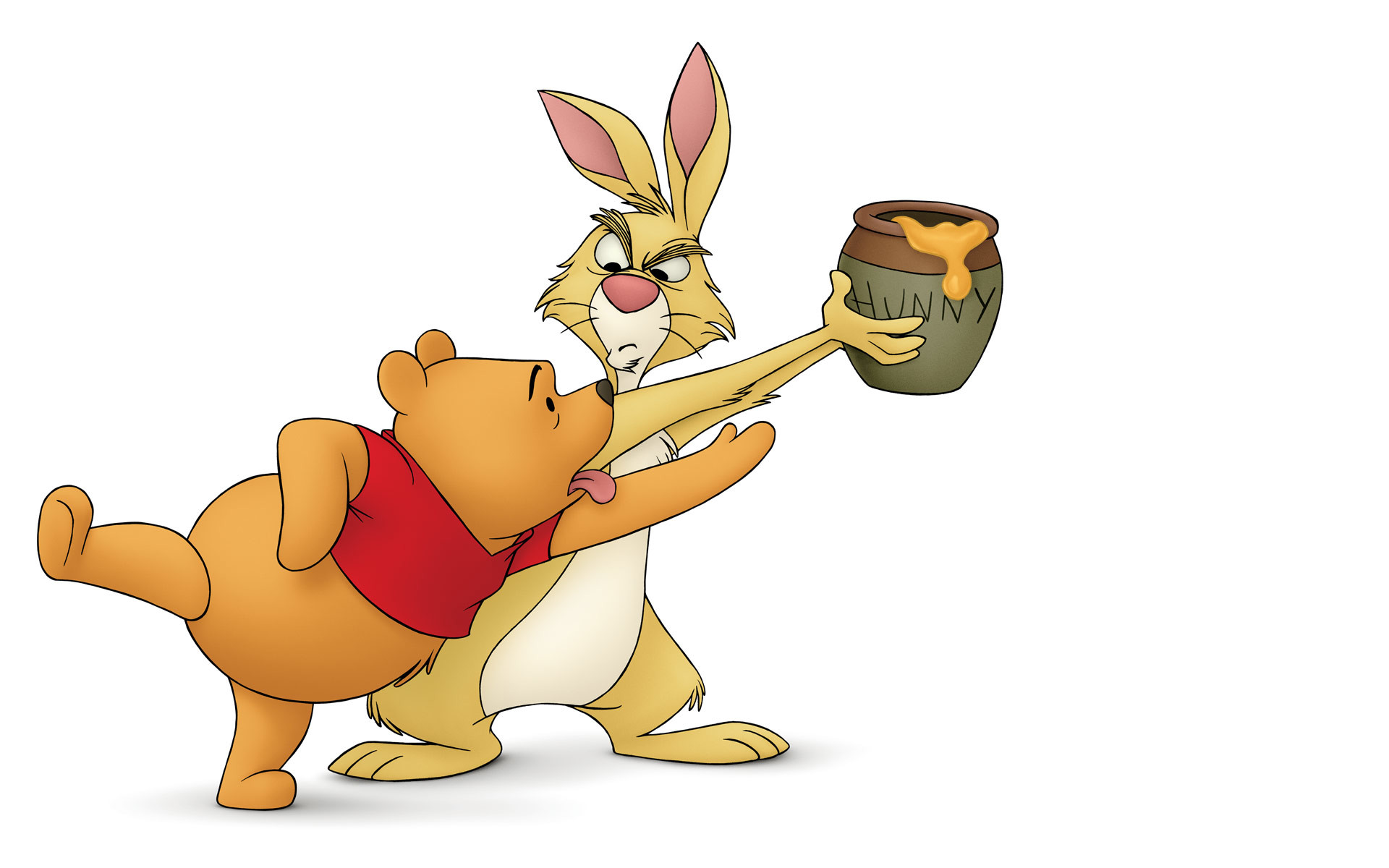 1920x1200 Pooh bear trying to get his hunny/honey pot from Rabbit from Winnie the Pooh
