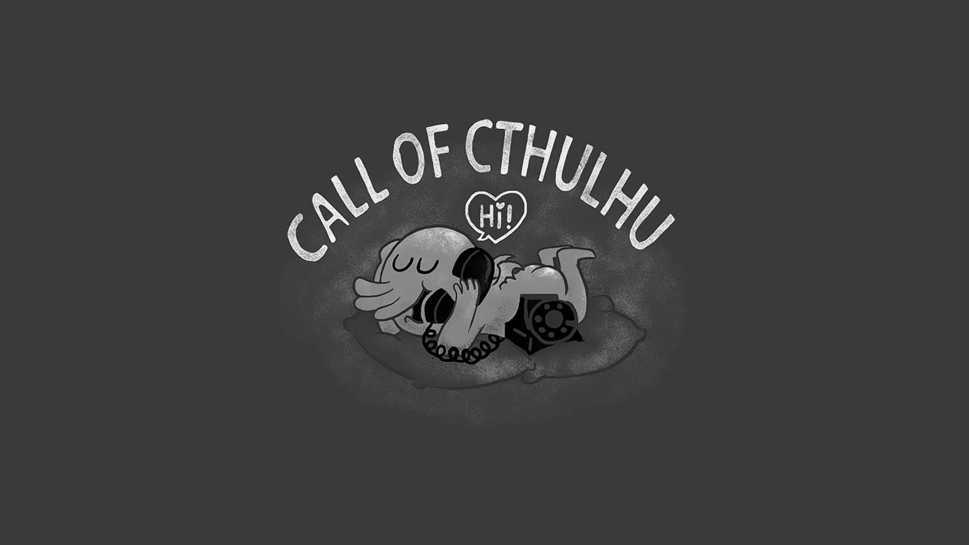 1920x1080 Humor - Fantasy Cthulhu Telephone Phone Black & White Call Humor Wallpaper