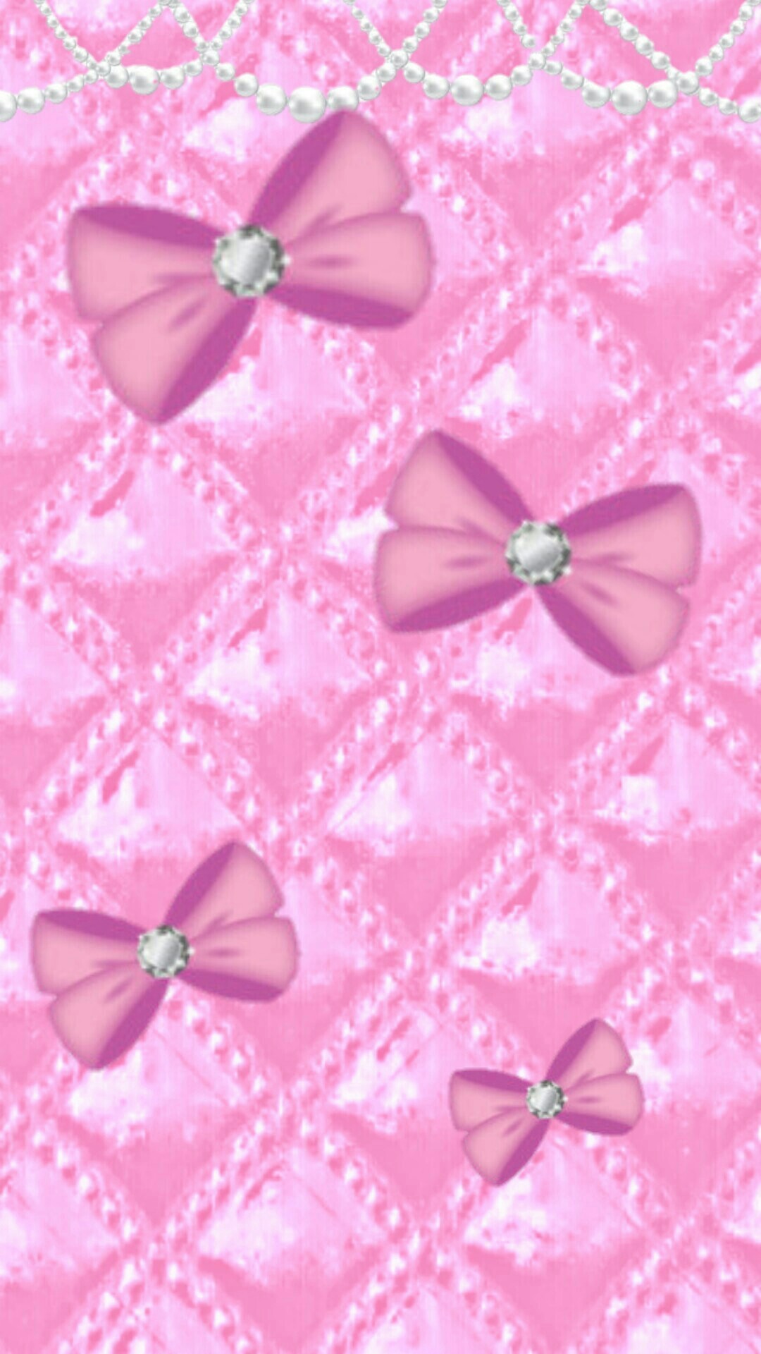 1080x1920 Pink Bows Upholstry and pearls wallpaper background iphone