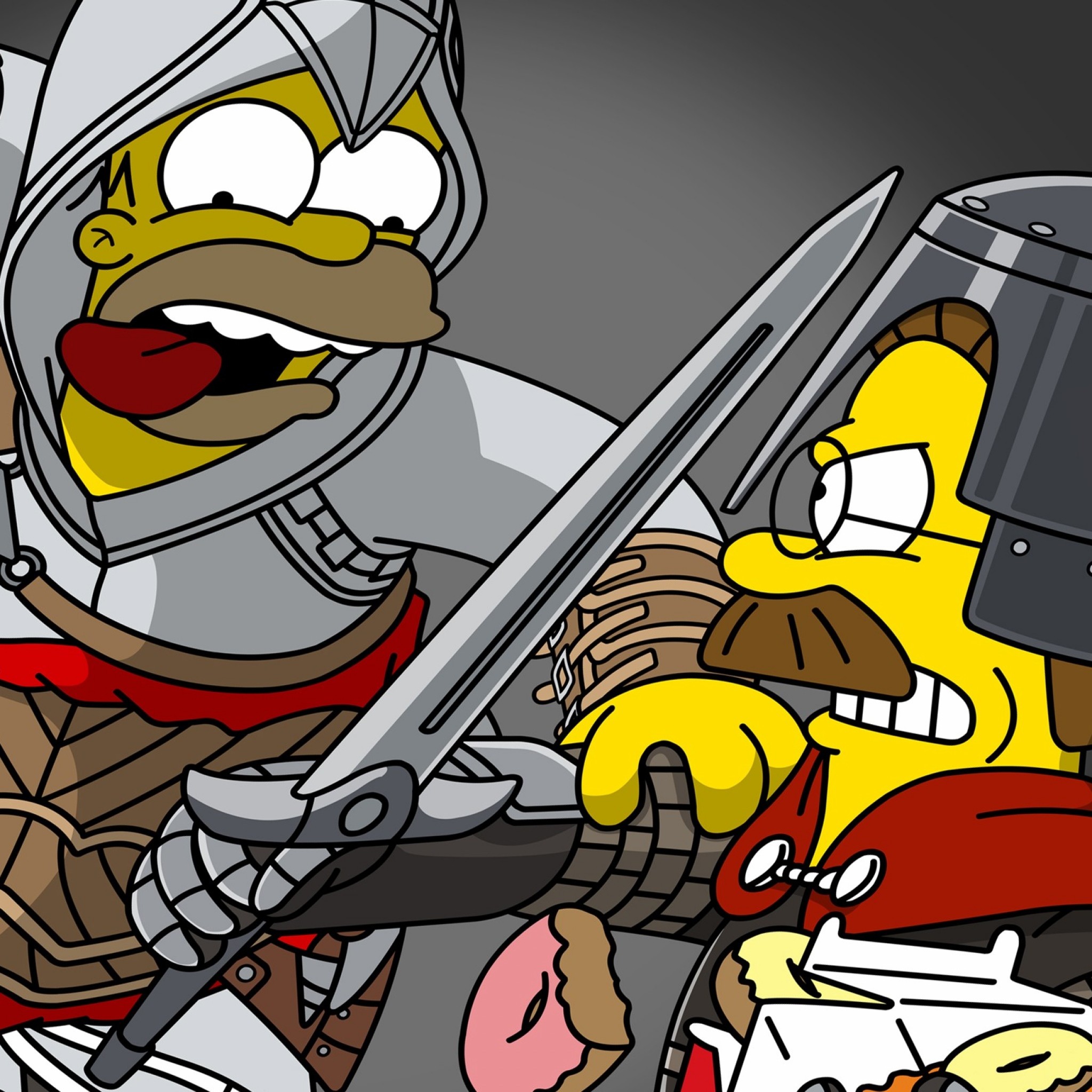 2048x2048 Preview wallpaper the simpsons, homer simpson, ned flanders 