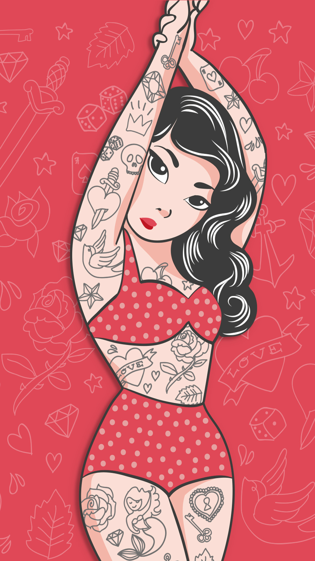 1080x1920 Pin Up Girl Tattoo Phone Wallpaper