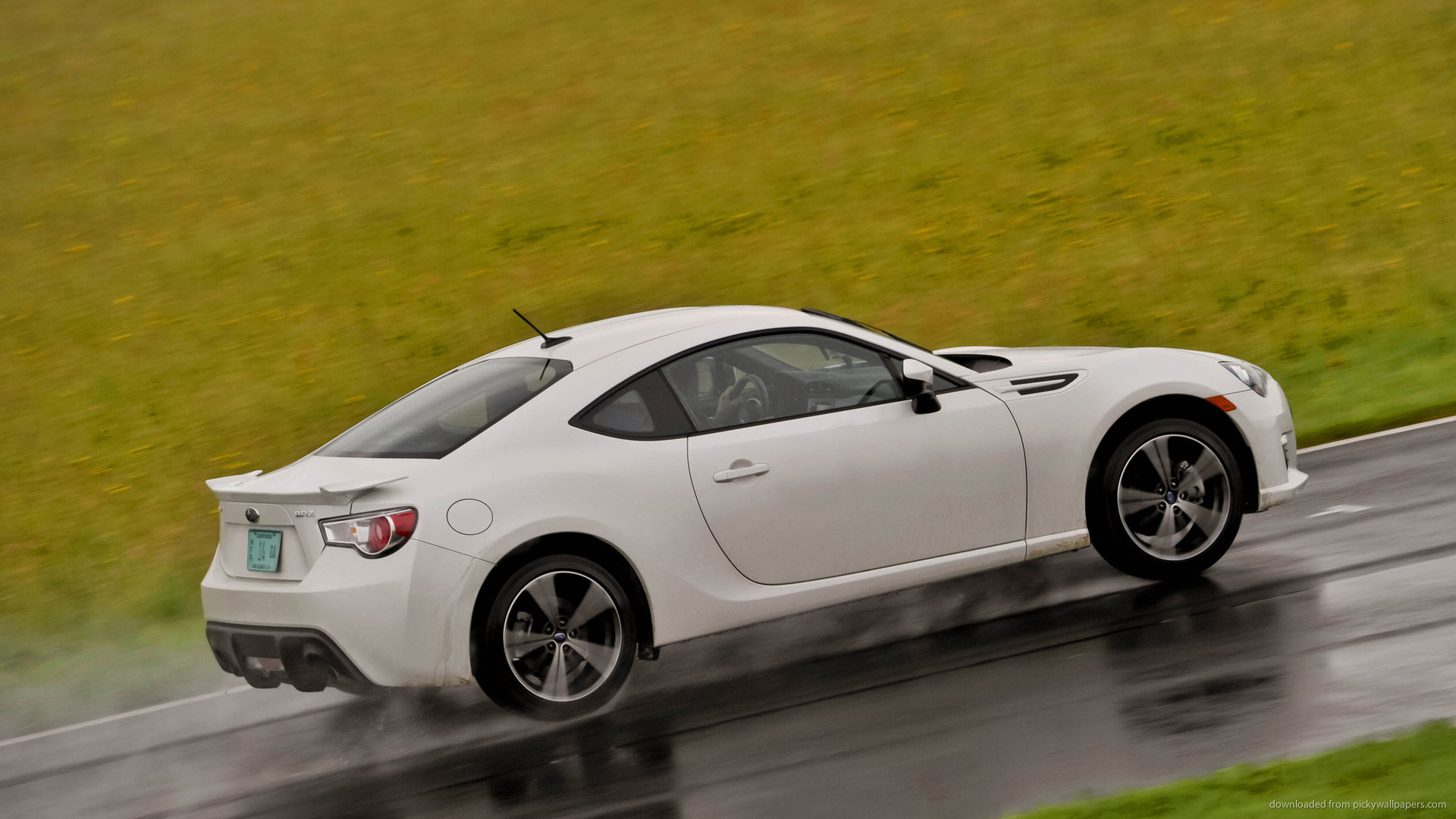 1920x1080 White Subaru BRZ On The Wet Track picture