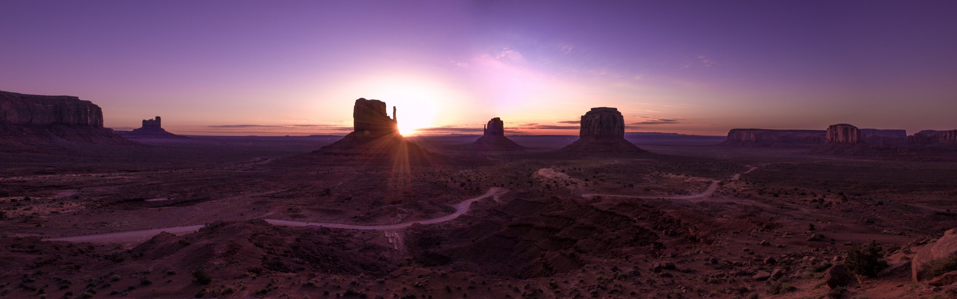 3831x1200 arizona monument valley landscape panorama desert valley mountain dawn