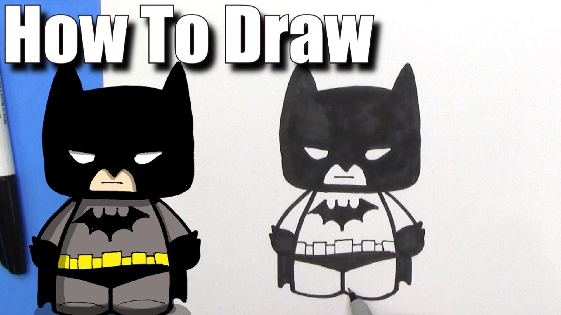 1920x1080 How To Draw a Cute Cartoon Batman - EASY Chibi - Step By Step - Kawaii -  YouTube