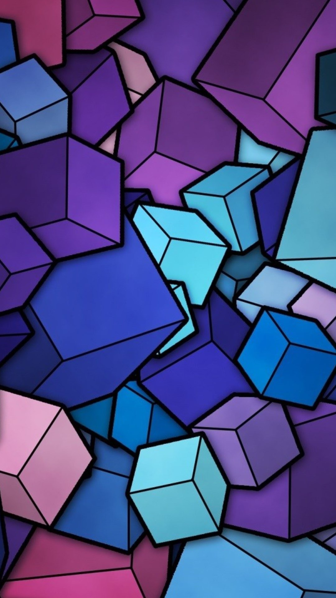 1080x1920 Abstract Blue Cyan Purple Cubes Android Wallpaper ...