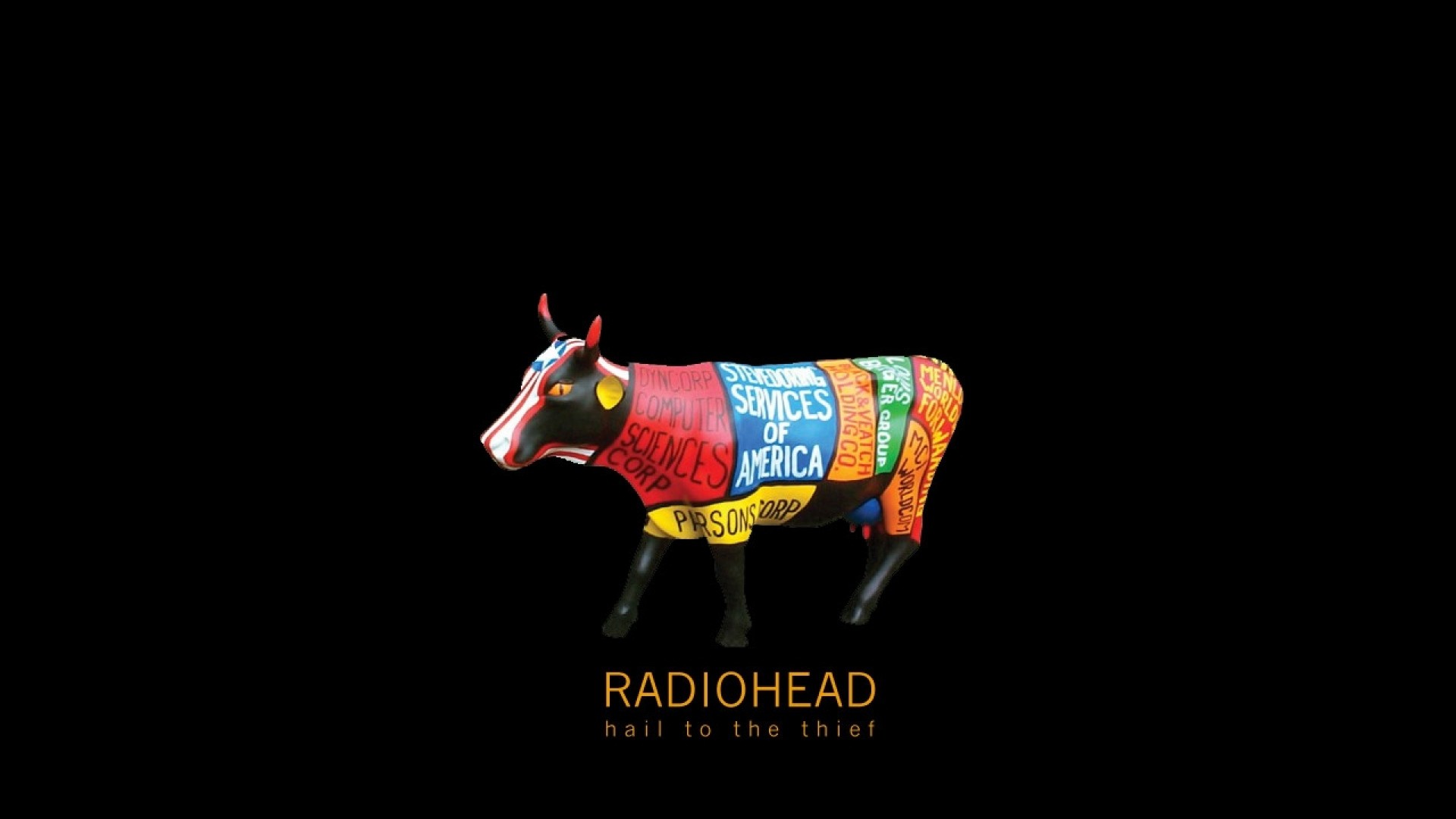 1920x1080 Preview wallpaper radiohead, cow, cover, sign, letters 