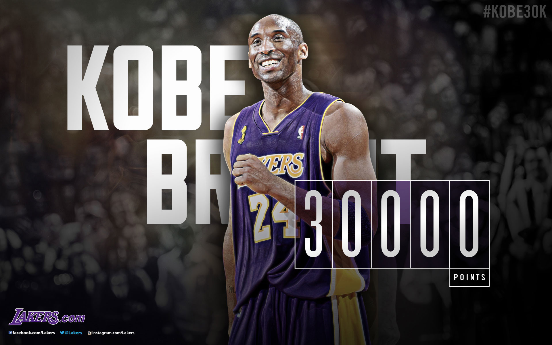 1920x1200 NBA Picture – Kobe Bryant, the Youngest Player to Score 30,000 Points!