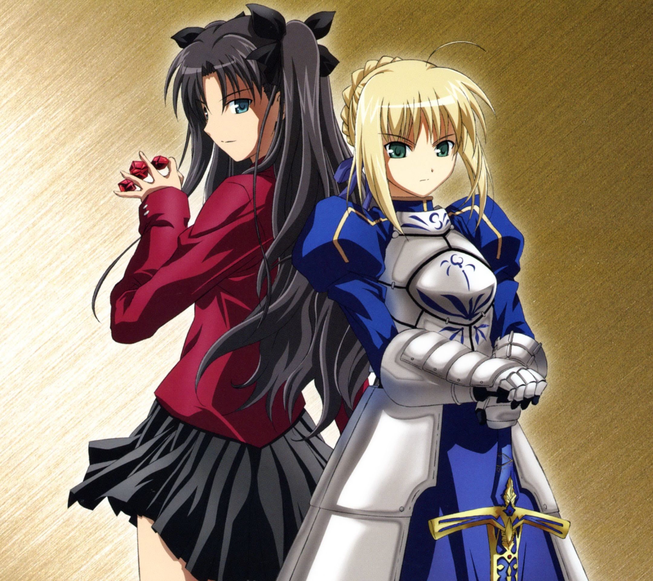 2160x1920 Fate Stay Night Unlimited Blade Works Rin Tohsaka Saber.Android wallpaper  
