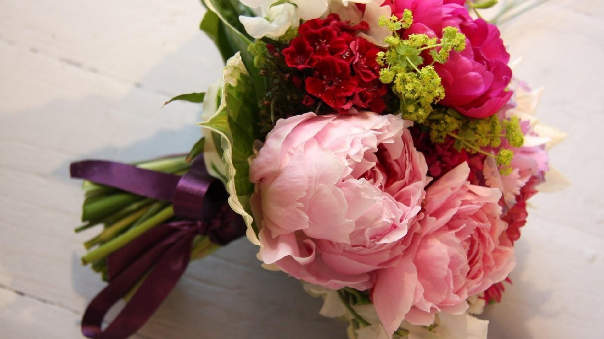 1920x1080 Preview wallpaper peony, freesia, flowers, bouquet 